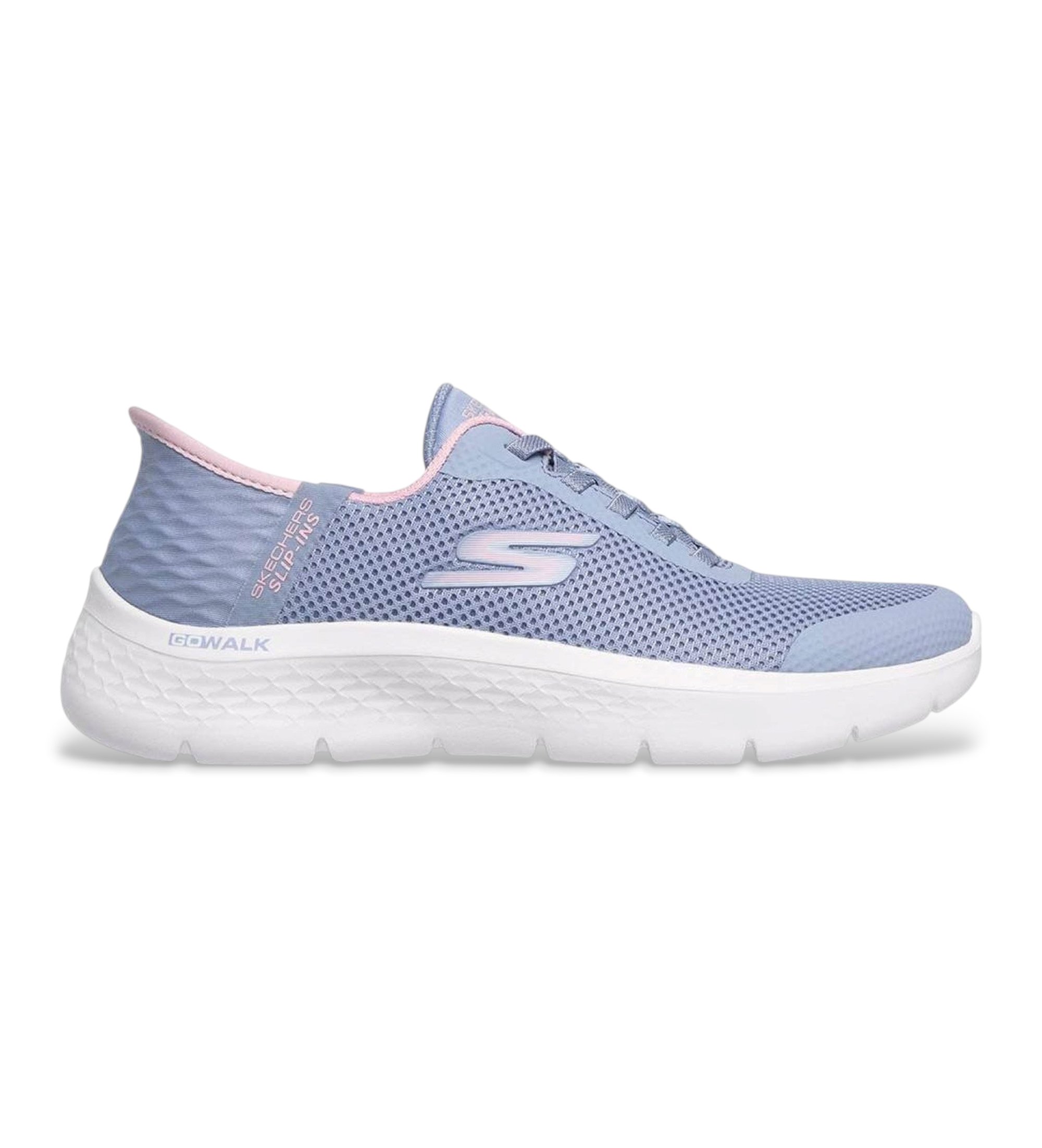 Skechers für Damen. 124836 Pantoletten Go Walk Flex Grand Entry Pantoffeln blau (39), Wohnung, Schnürsenkel, Lässig, Multisport