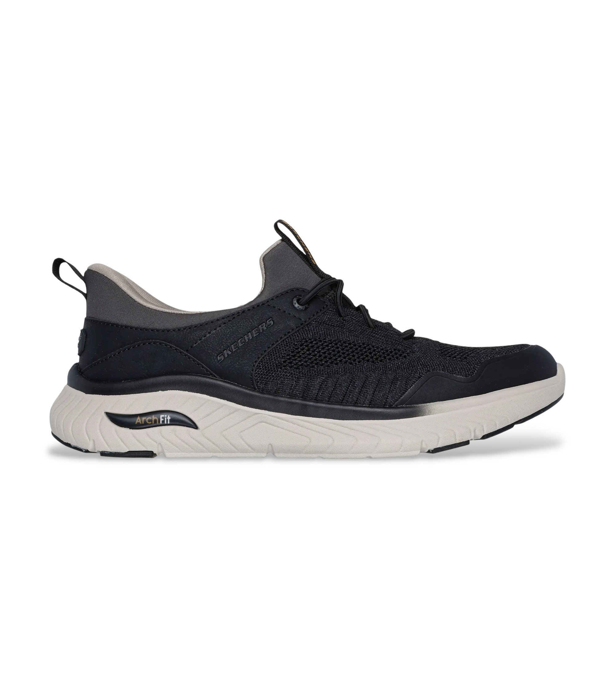 Skechers für Herren. 205340 Pantoletten Relaxed Fit Hausschuhe Arch Fit Crosser Emeric schwarz (44), Wohnung, Schnürsenkel, Lässig