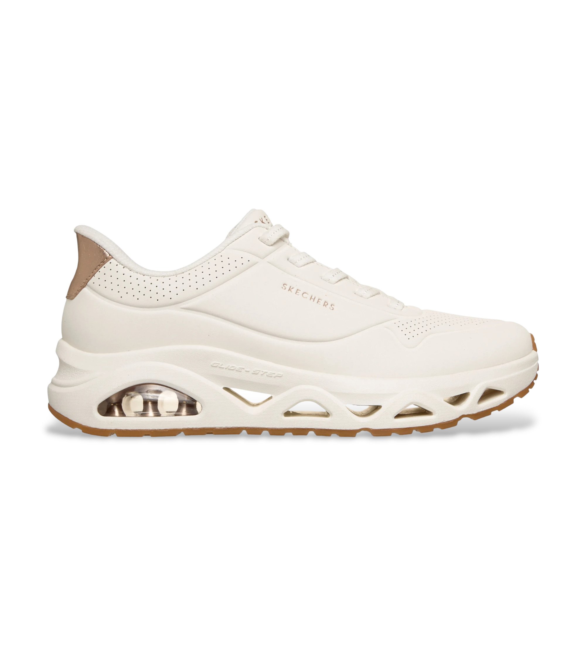 Skechers für Damen. 190113 Pantoffeln Uno Glide Step Glide On Air weiß Hausschuhe (41), Wohnung, Schnürsenkel, Lässig