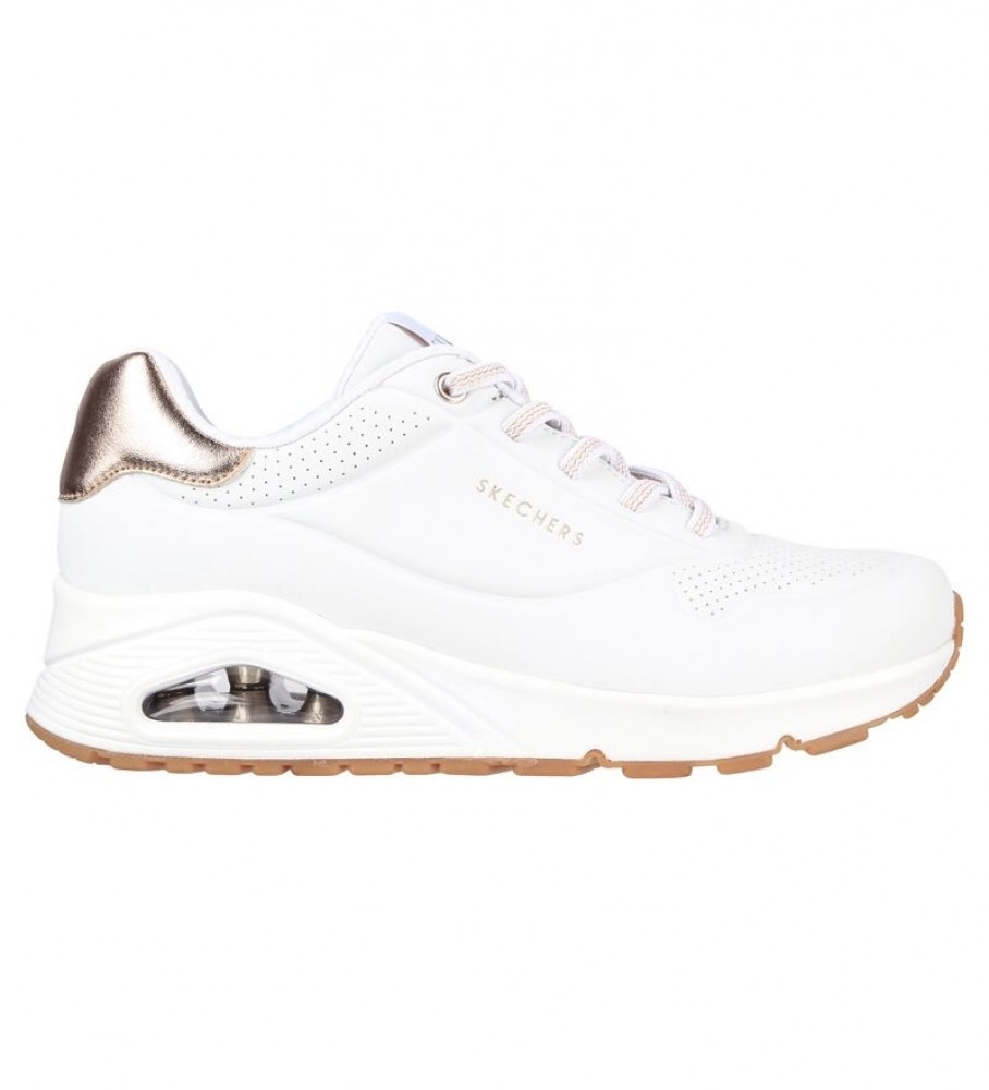 Skechers für Damen. 155196 Sneaker Uno - Shimmer Away weiß (36), Stoff, 3 bis 5 cm, Schnürsenkel, Lässig