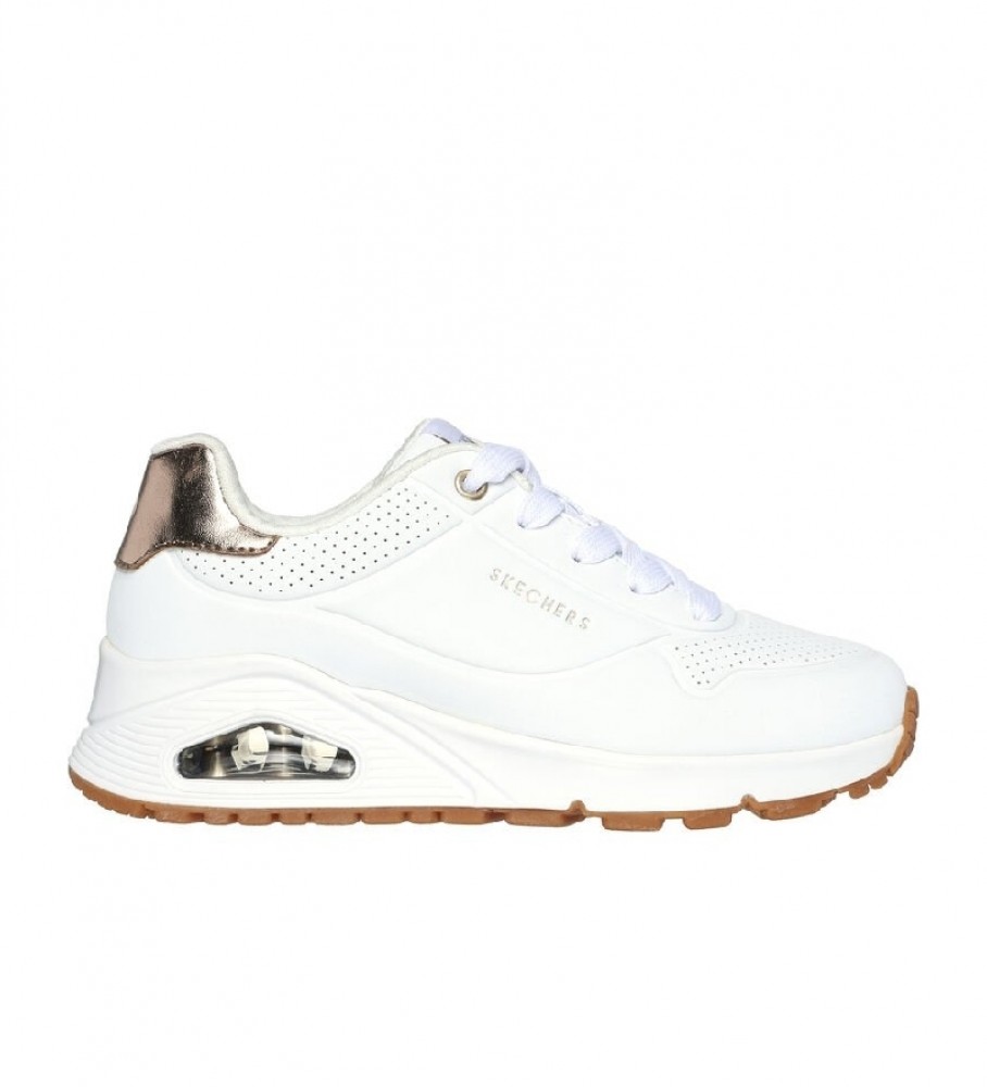 Skechers für Frauen/Mädchen. 310545L Sneaker Uno Gen1 Shimmer Away weiß (28), 3 bis 5 cm, Schnürsenkel, Lässig, Kinderbekleidung