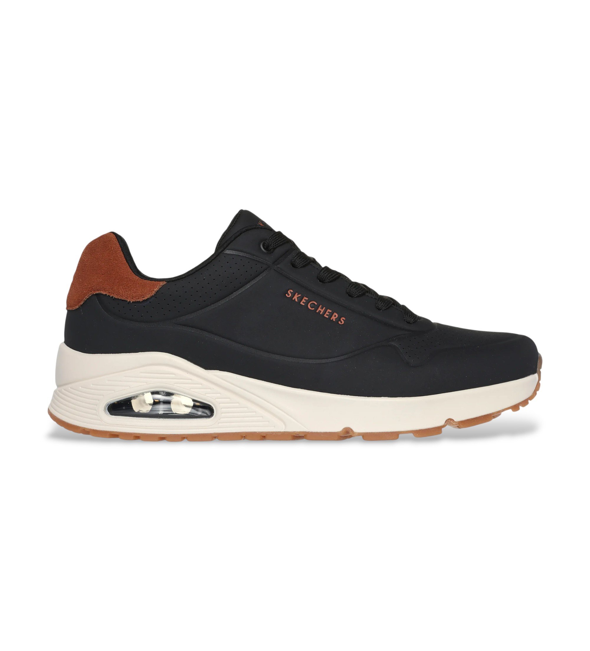 Skechers für Herren. 183004 Turnschuhe Uno Suited On Air schwarz (40), Wohnung, Schnürsenkel, Lässig