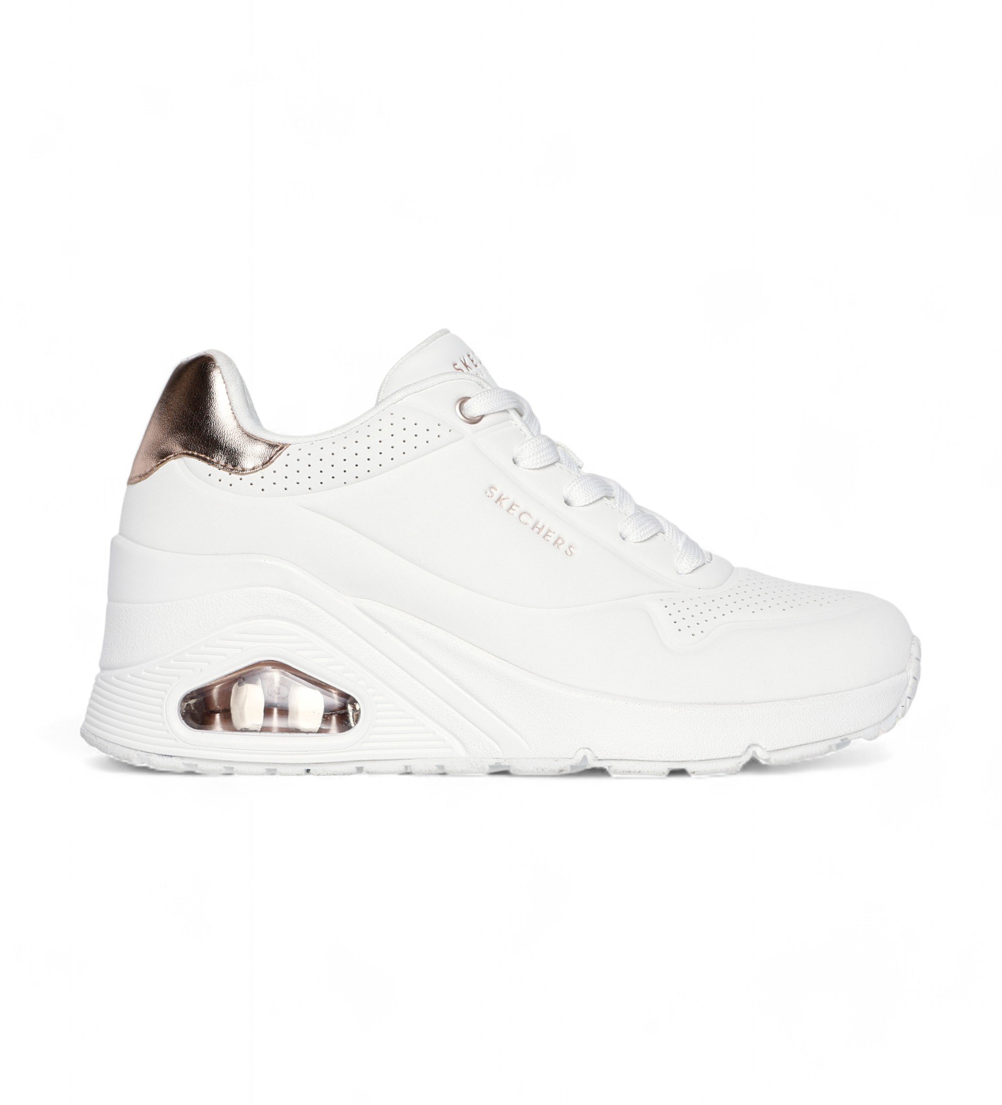 Skechers für Damen. 177520 Uno Wedge Hi Steps Turnschuhe weiß (41), 3 bis 5 cm, Schnürsenkel, Lässig