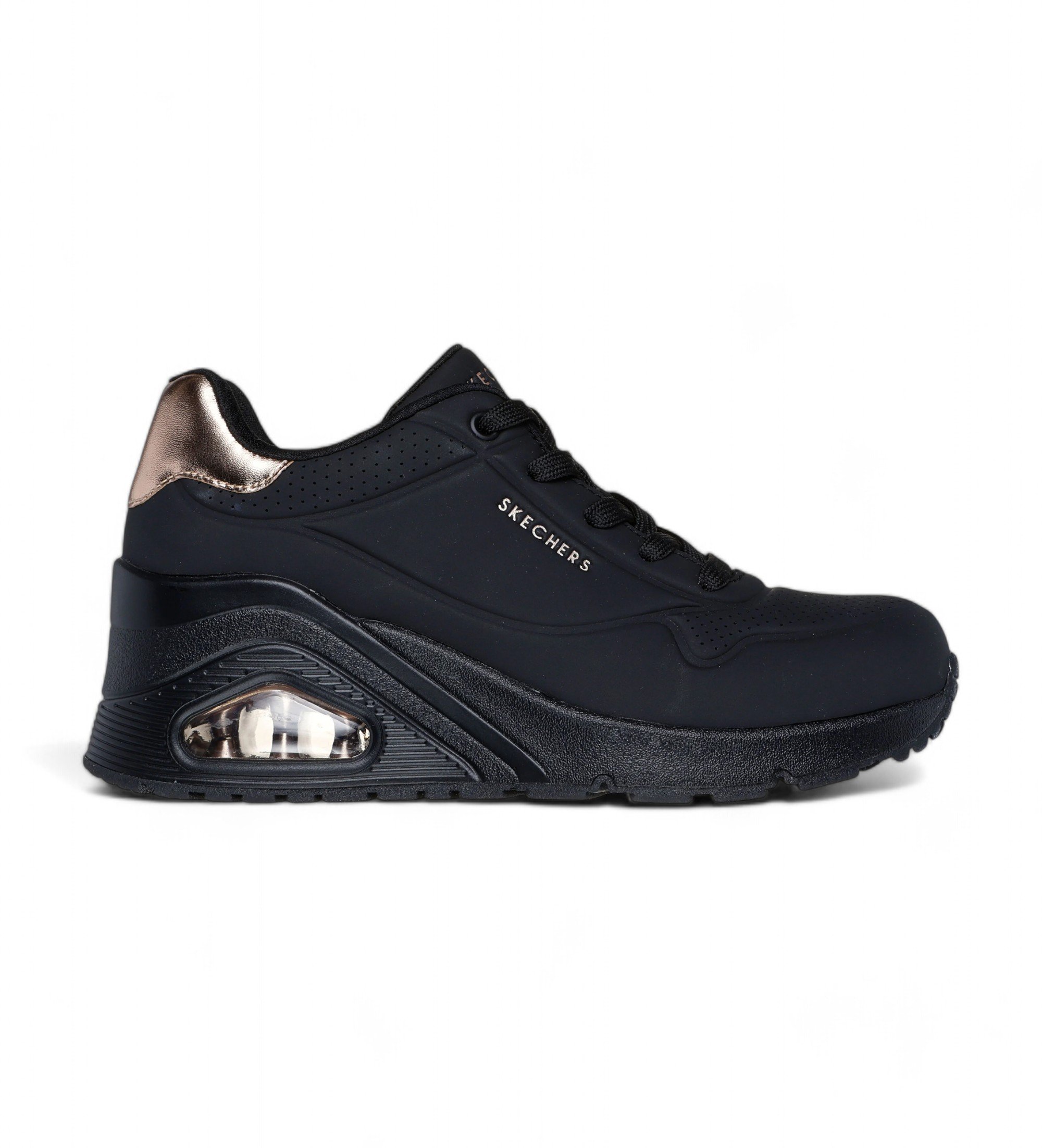 Skechers für Damen. 177520 Turnschuhe Uno Wedge Hi Steps schwarz (39), 3 bis 5 cm, Schnürsenkel, Lässig