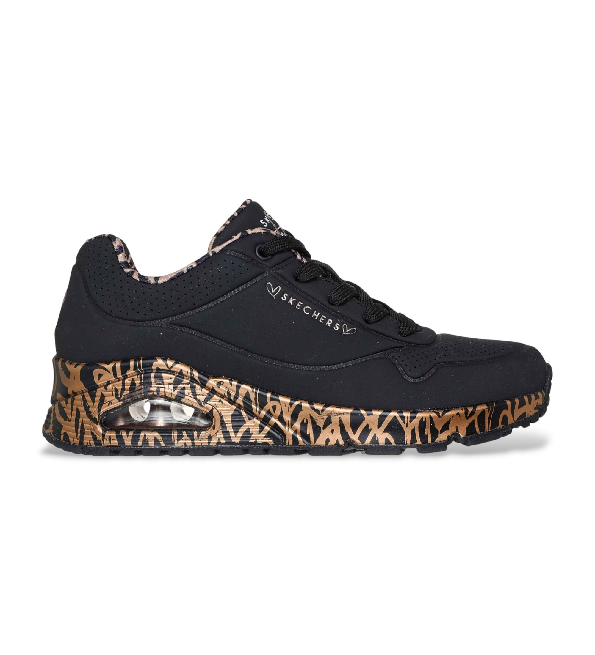 Skechers für Damen. 155506 Sneakersx JGoldcrown: One - Loving Love schwarz (37), Wohnung, Schnürsenkel, Lässig, Sportlich, Multisport