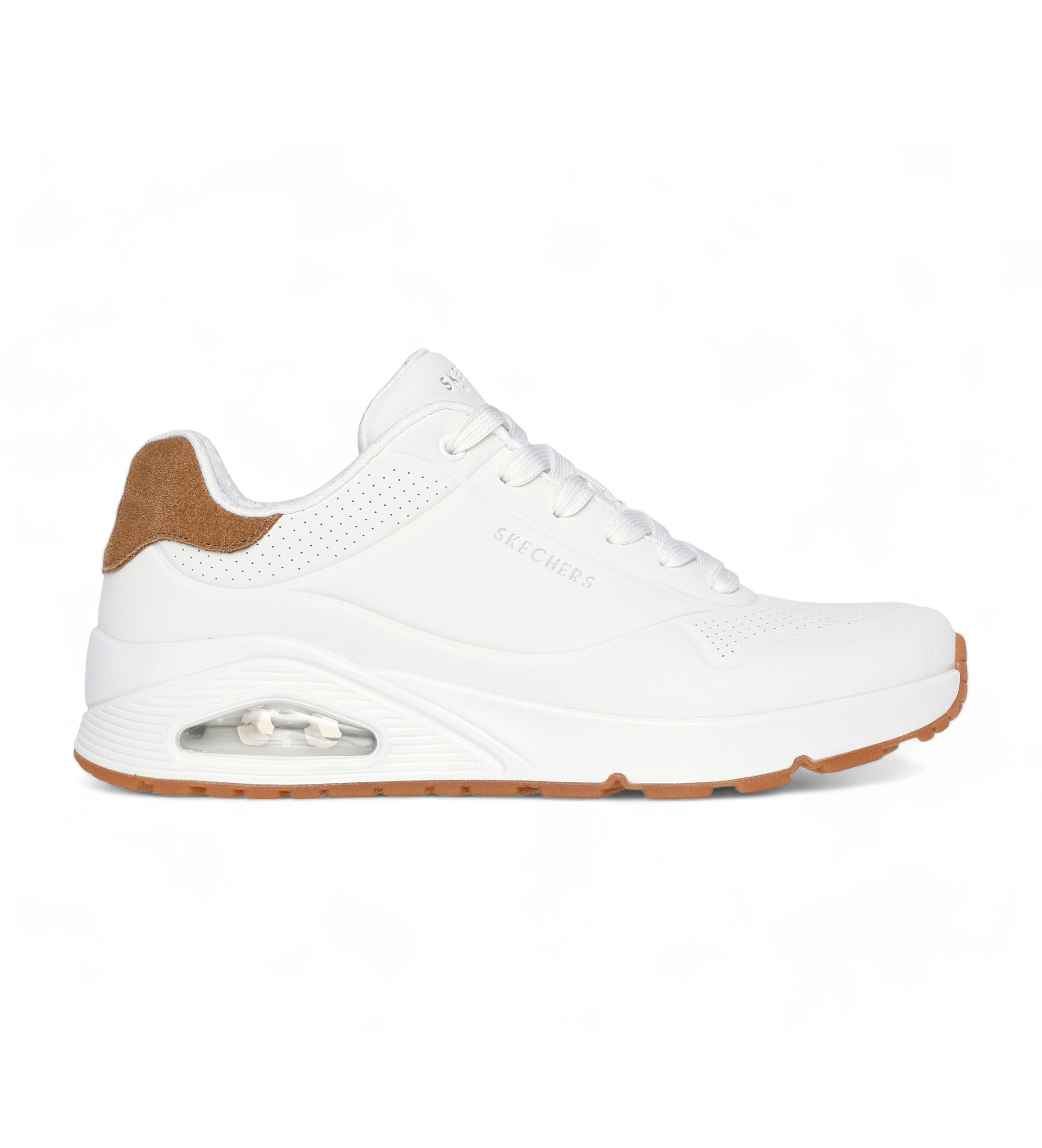 Skechers für Herren. 183004 Uno Anzug On Air Turnschuhe weiß (45), Wohnung, Schnürsenkel, Lässig