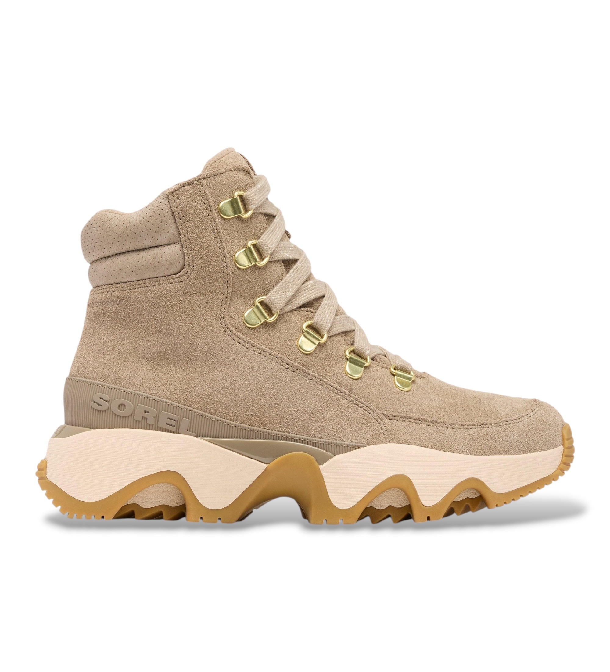 Sorelvoor vrouwen. 2088281264 Waterdichte Kinetic Impact Conquest Plus sneakers taupe (36), Leer, Plat, 1 tot 3 cm, Veters, Casual