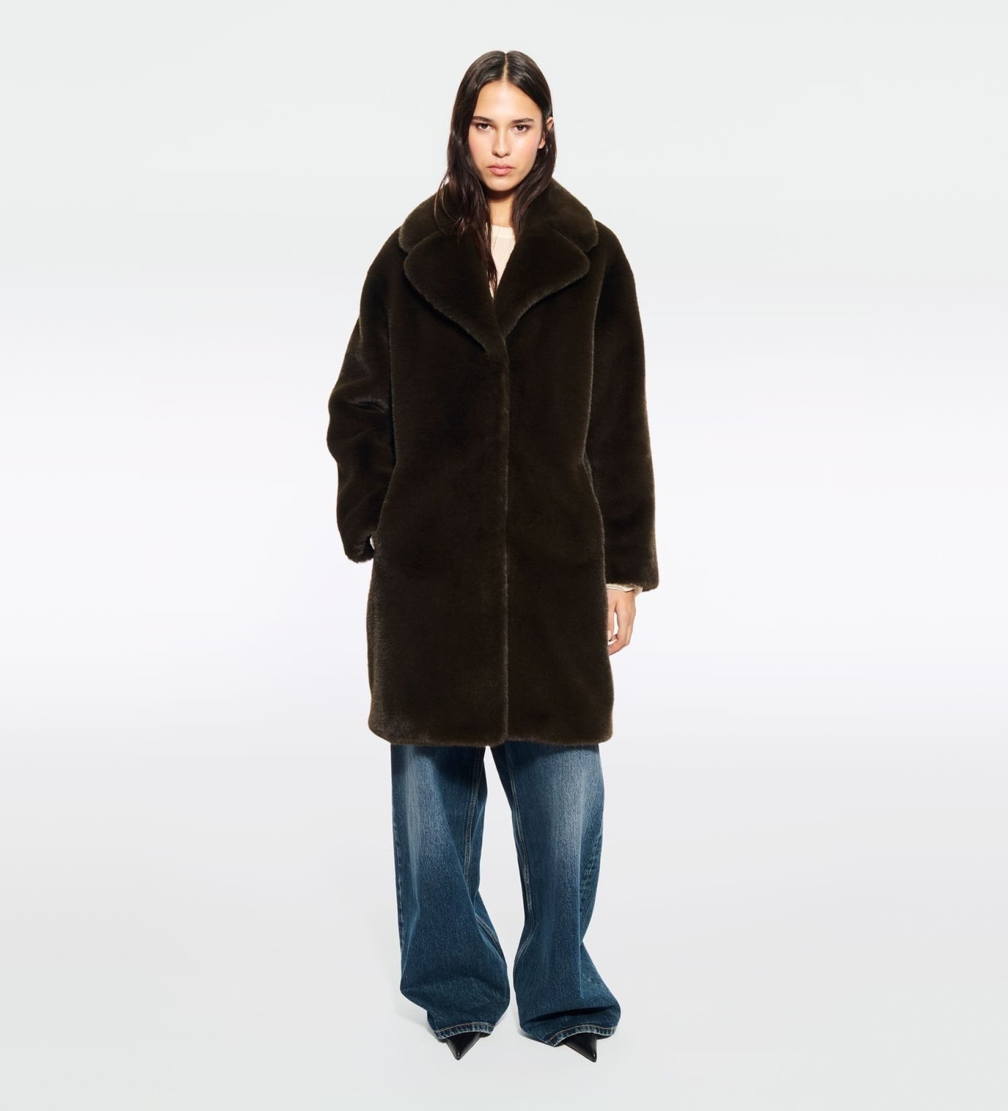 Stand Studiovoor vrouwen. 61137-9070 Camille Cocoon jas bruin (36), Casual, Polyester