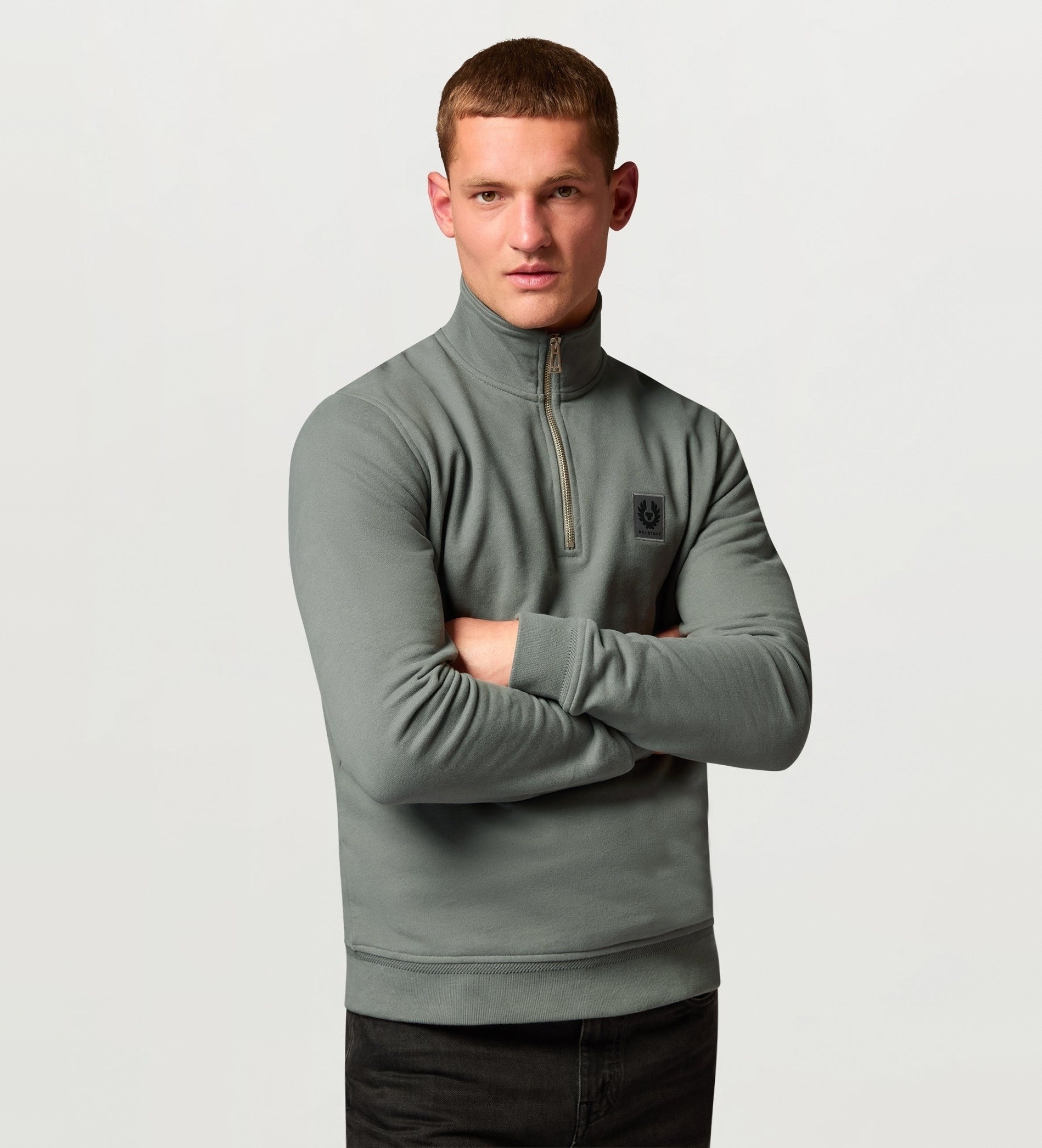 Belstaff für Herren. 106570 Graues Sweatshirt mit Quarter-Zip (M), Lässig, Baumwolle