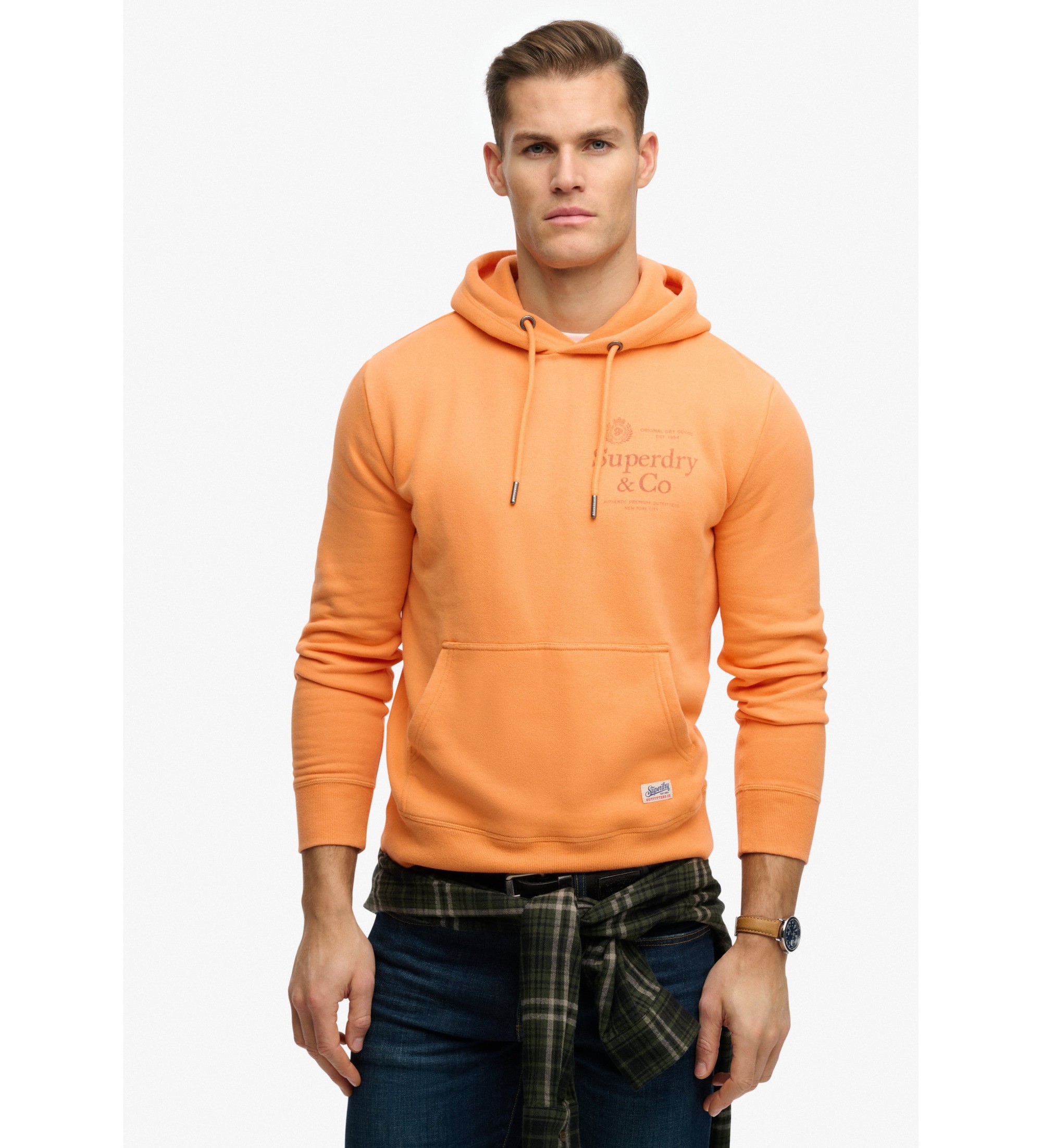Superdry für Herren. M2014538A Sweatshirt 1954 Firma orange (L), Lässig, Baumwolle