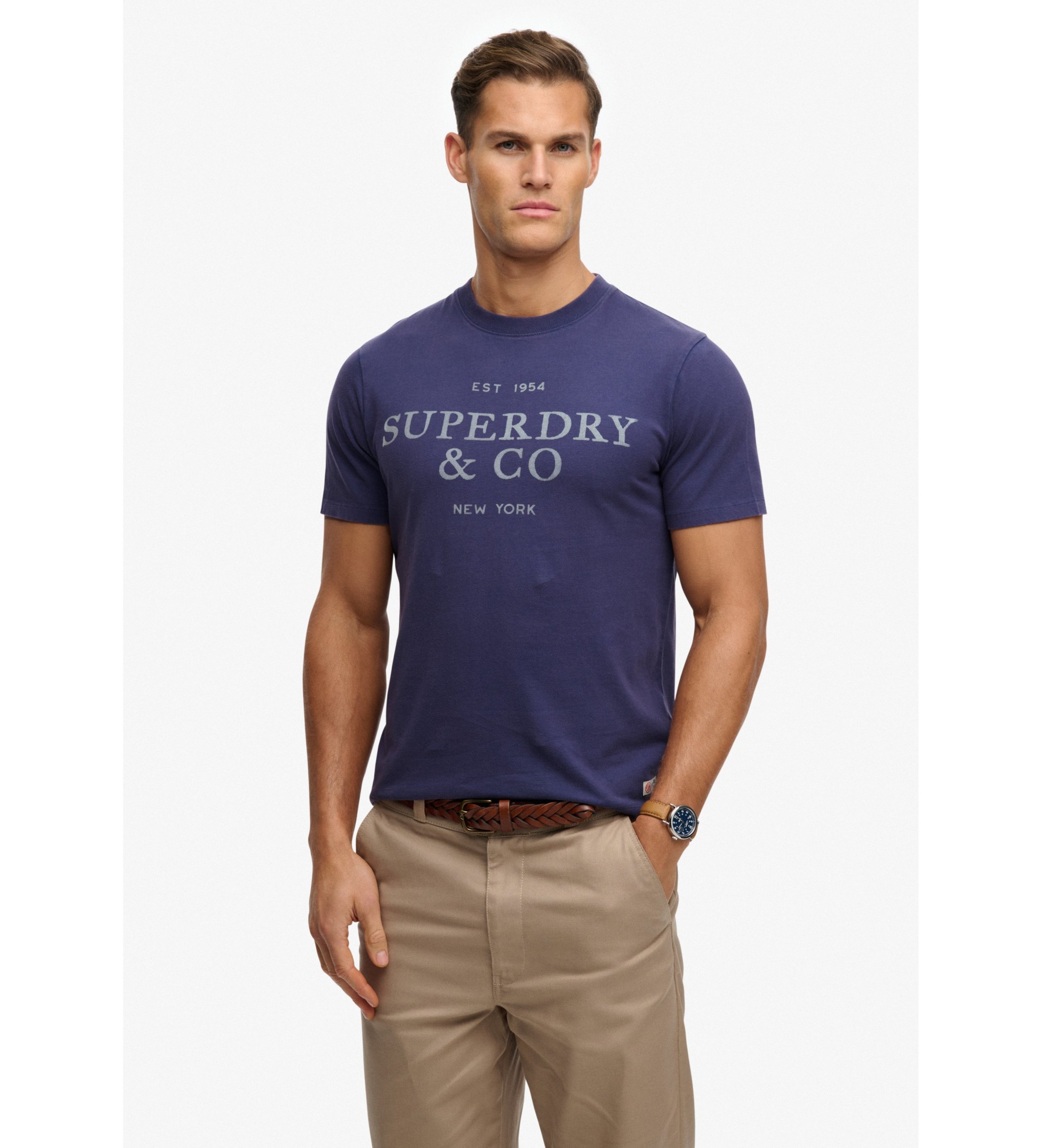 Superdry für Herren. M1012392A T-Shirt 1954 Company Entspannt marineblau (M), Lässig, Baumwolle, Kurzarm