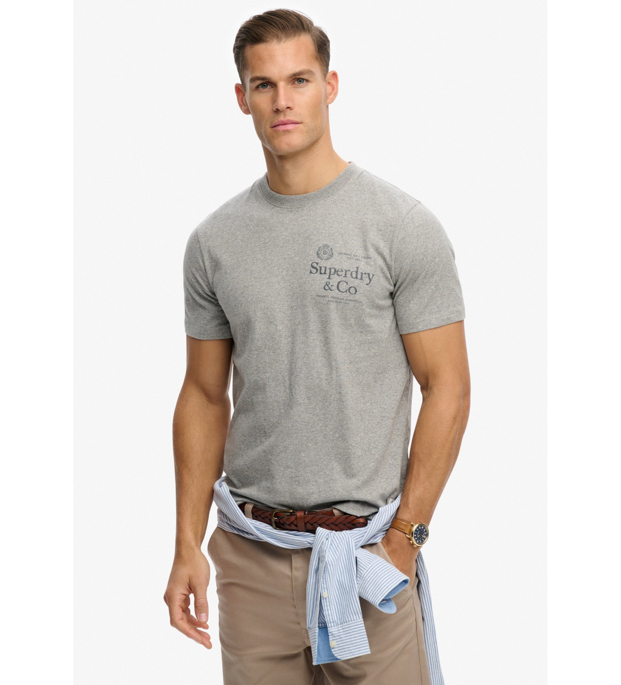 Superdry für Herren. M1012392A T-Shirt 1954 Company Entspanntes Grau (S), Lässig, Baumwolle, Kurzarm