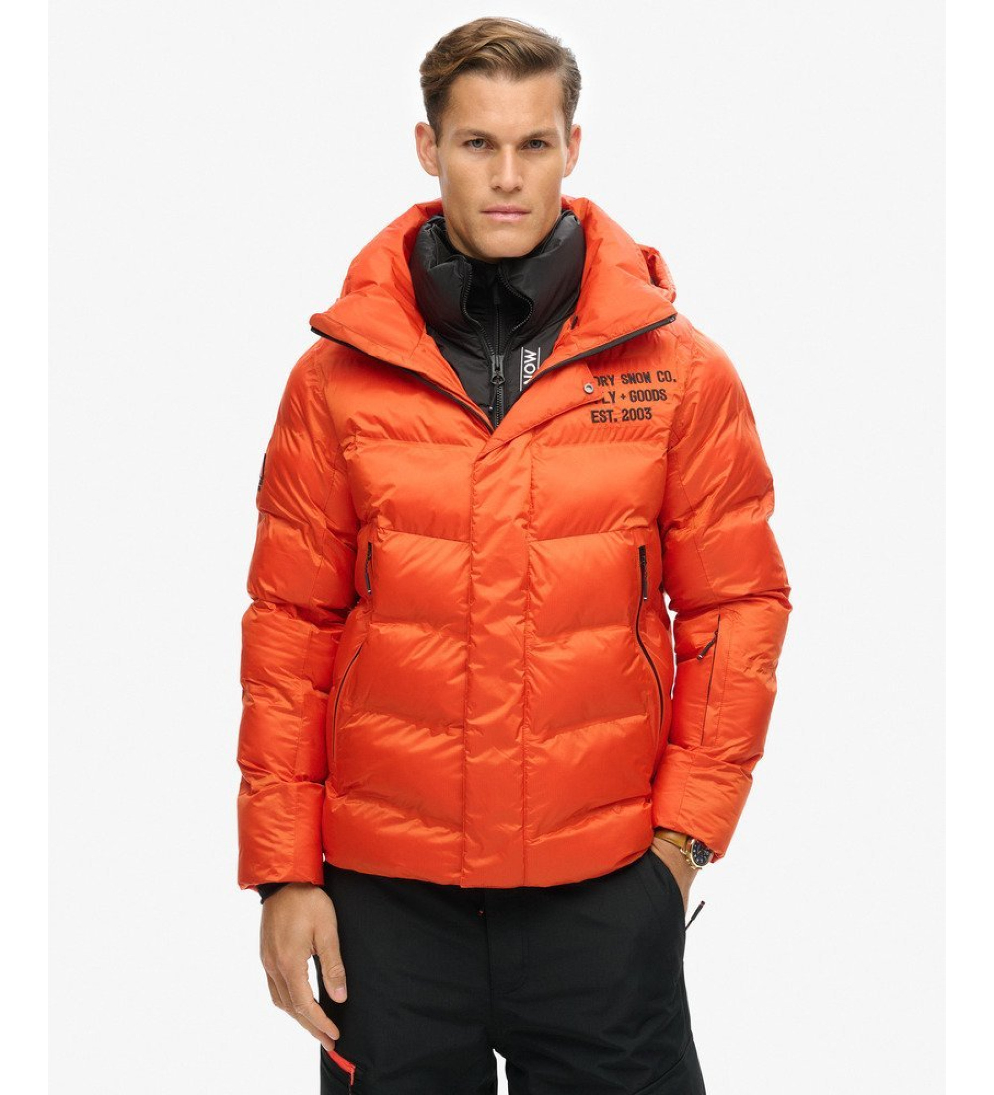 Superdry für Herren. MS110175A Ski Sport Puffermantel orange (M), Lässig, Recyceltes Nylon