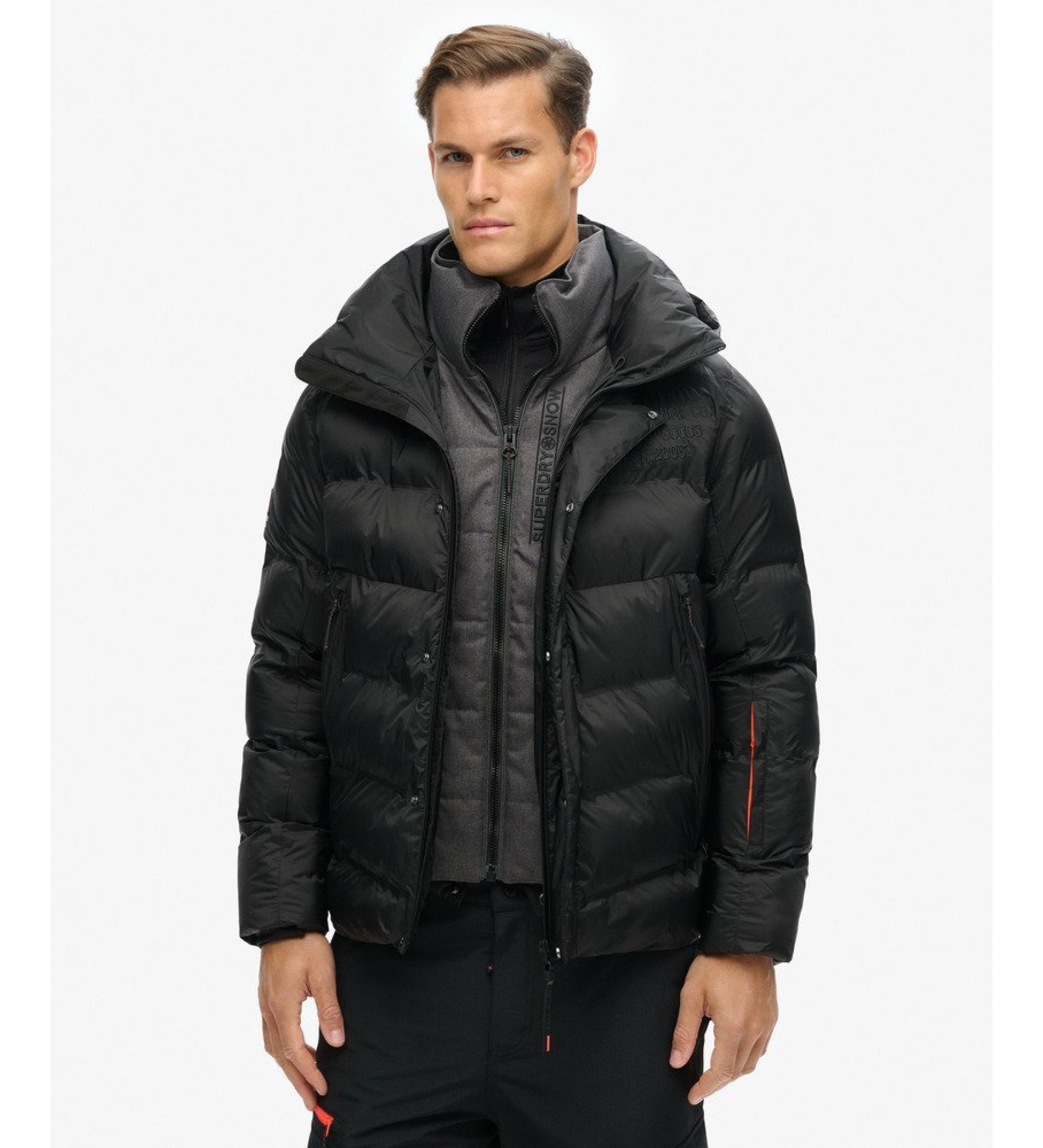 Superdryvoor mannen. MS110175A Ski Sport Pufferjas zwart (M), Casual, Gerecycled nylon