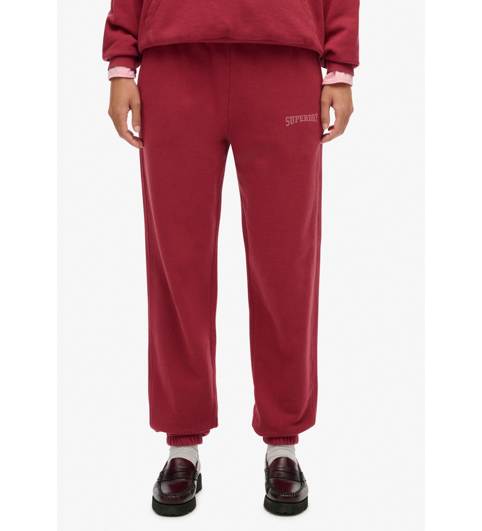 Superdry für Damen. W7011169A Jogger Athletic Essential Hose burgunderrot (XS), Lässig, Baumwolle, Bordeaux