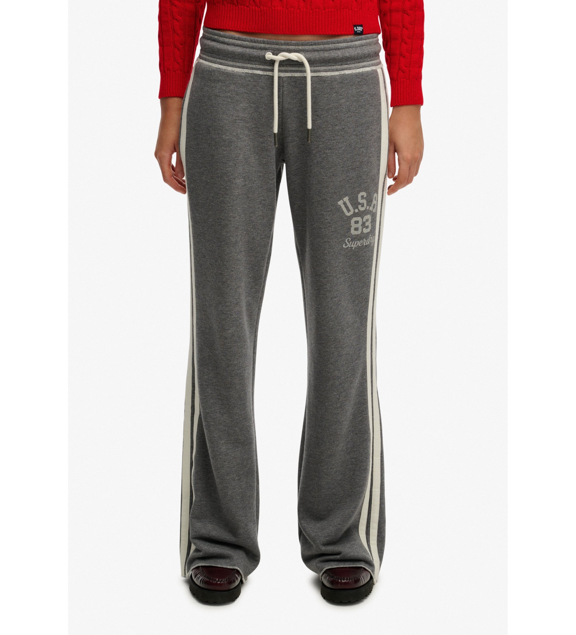 Superdryvoor vrouwen. W7011308A Flare broek grijs (M), Casual, Katoen