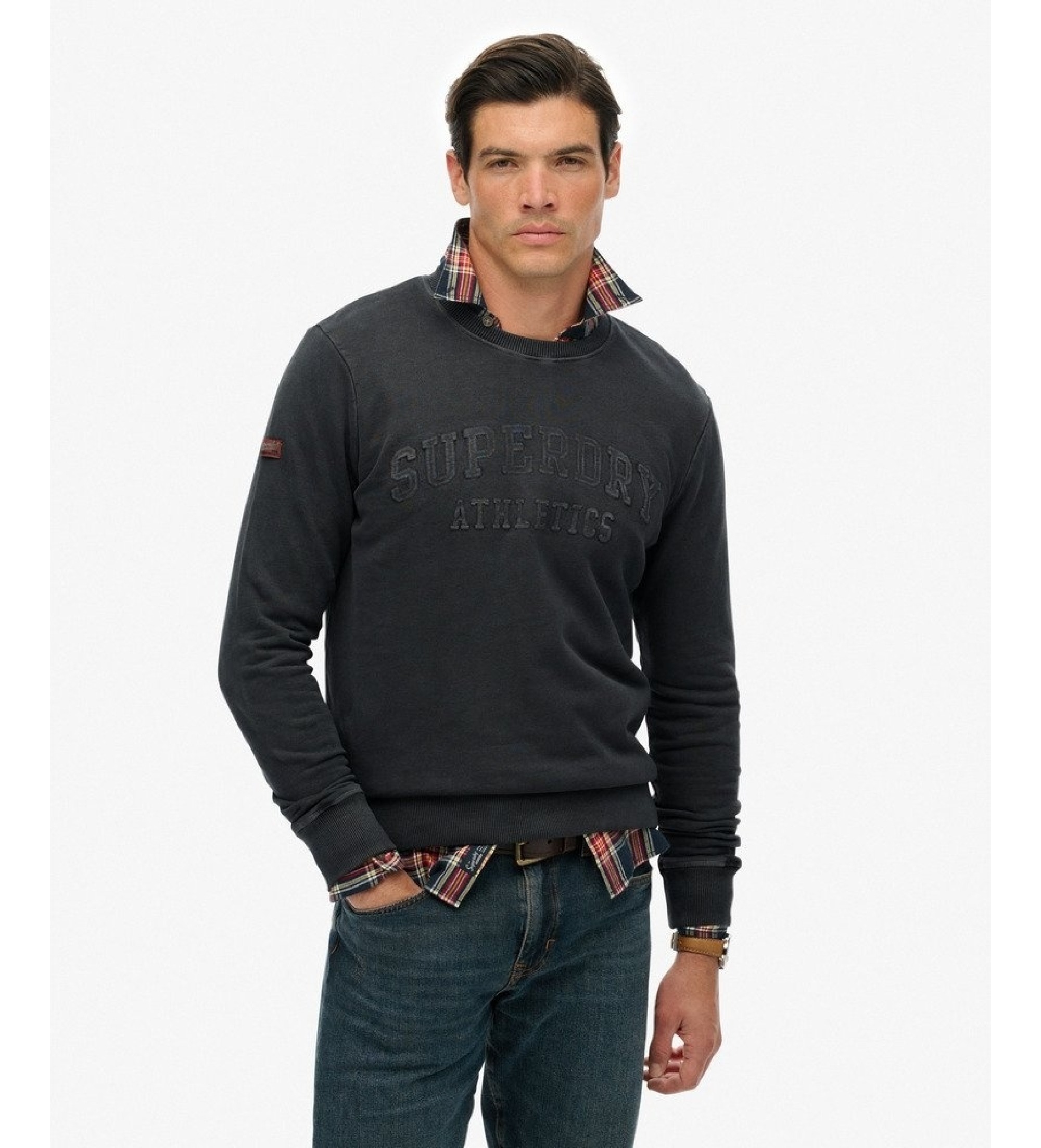 Superdry für Herren. M2014392A Sweatshirt Athletic Emboss schwarz (XL), Lässig, Baumwolle