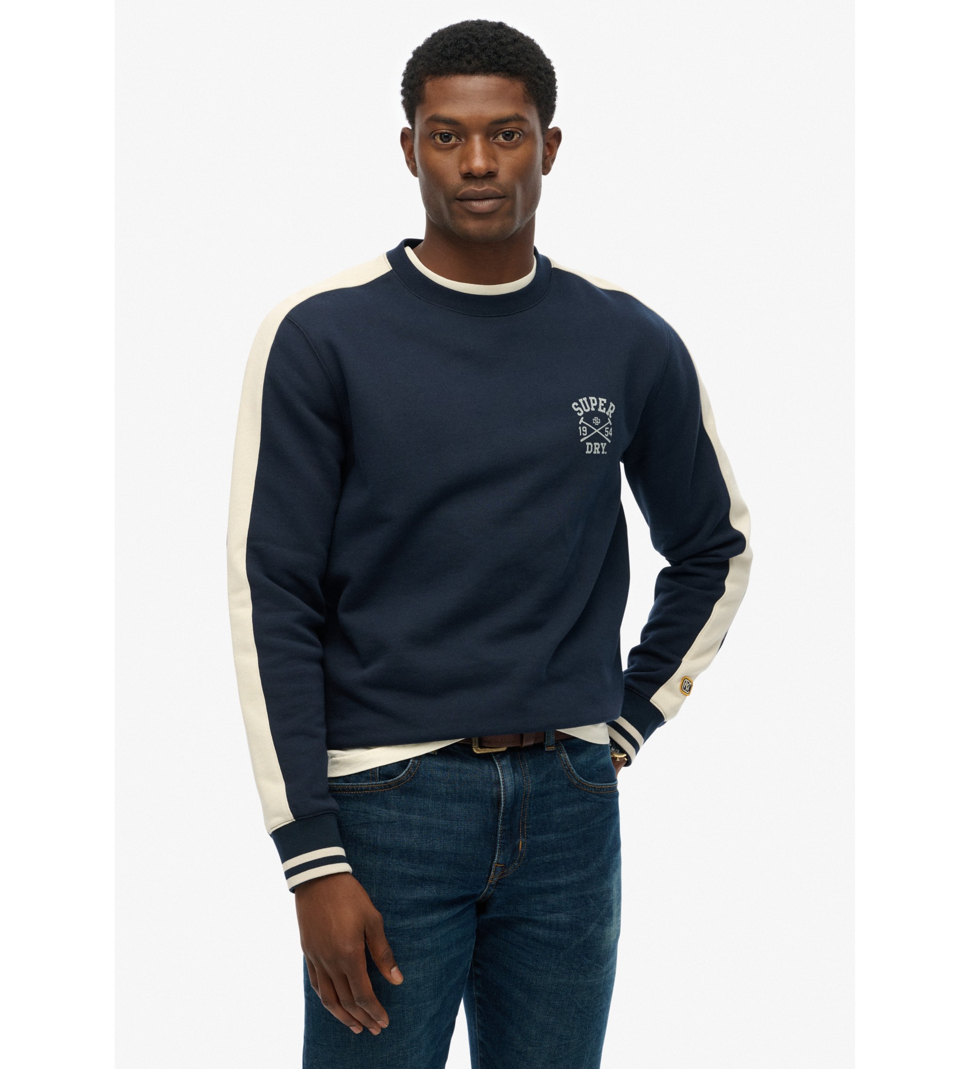Superdry für Herren. M2014281A Athletic Club Crew Sweatshirt navy (M), Lässig, Baumwolle, Marine