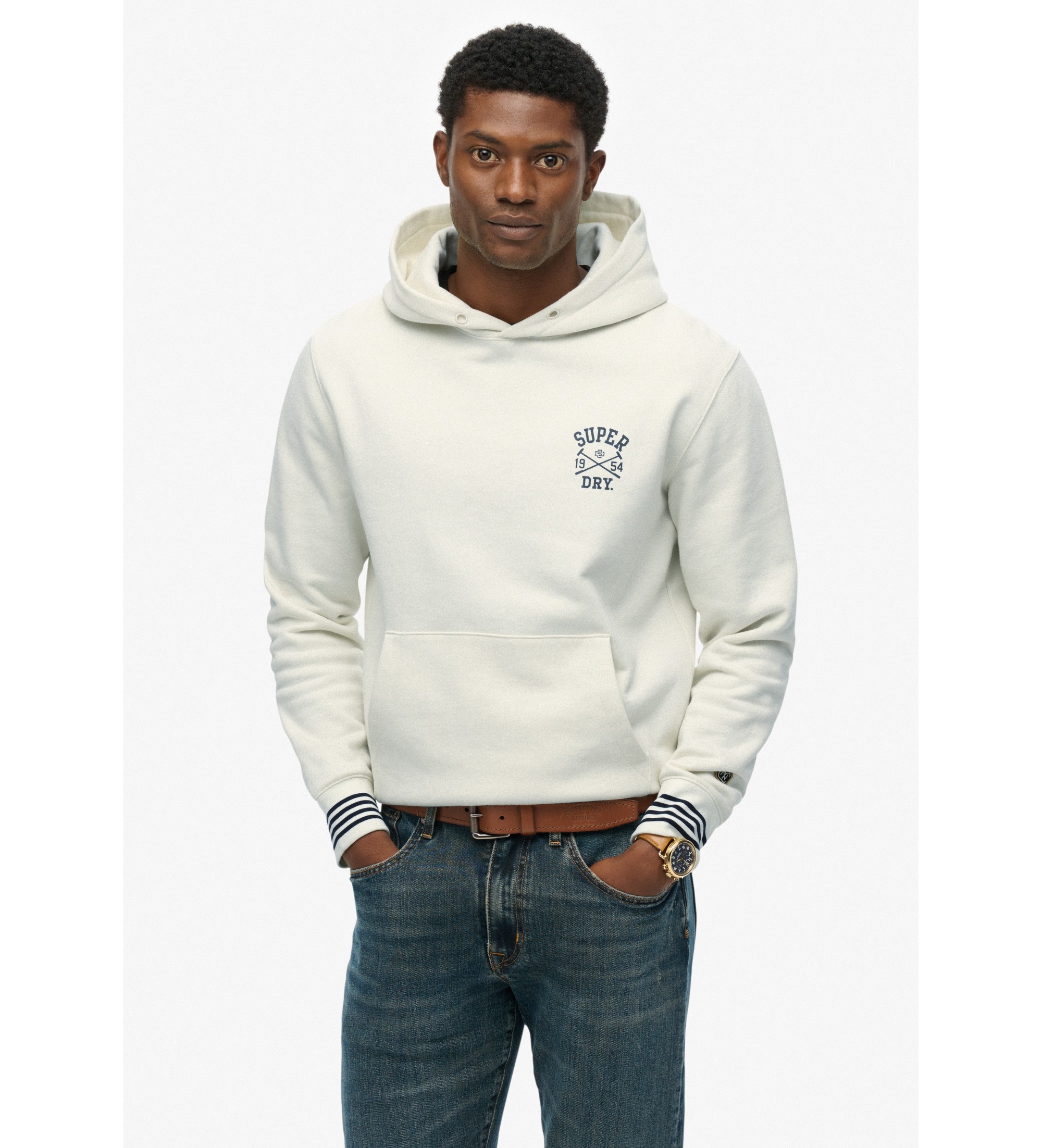 Superdry für Herren. M2014280A Athletic Club Hood Sweatshirt weiß (S), Lässig, Baumwolle