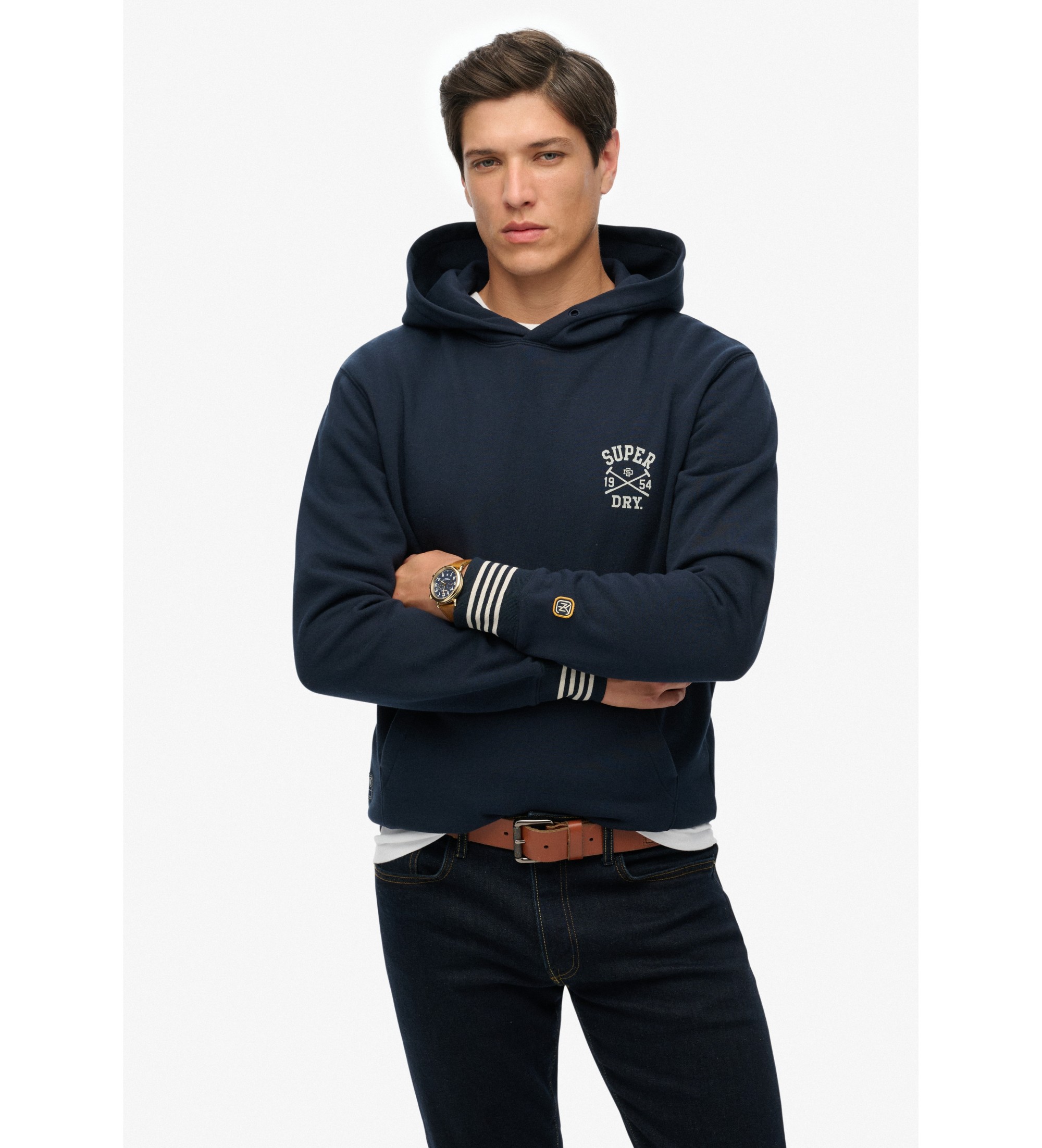 Superdry für Herren. M2014280A Athletic Club Haube grün (S), Lässig, Baumwolle, Langarm, Marine