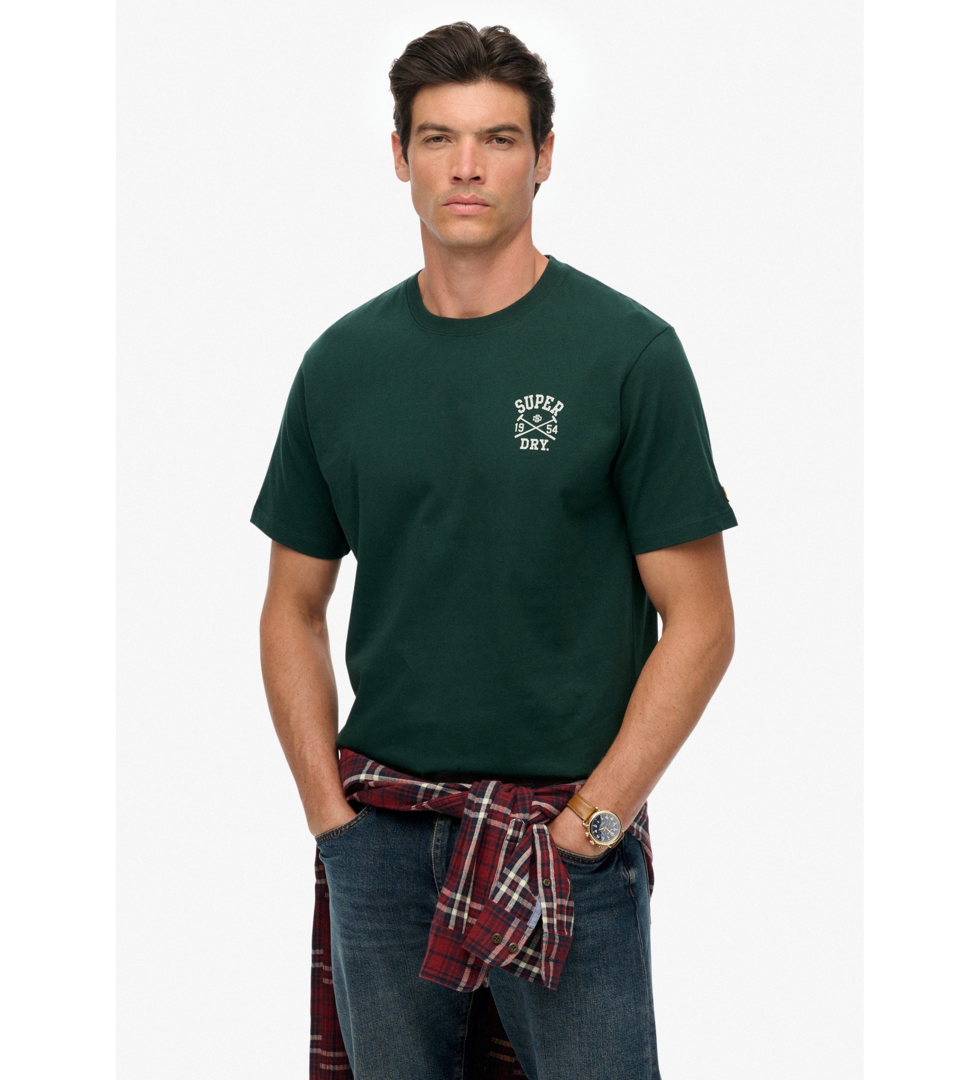Superdry für Herren. M1012283A Athletic Club grünes T-Shirt (S), Lässig, Baumwolle, Kurzarm