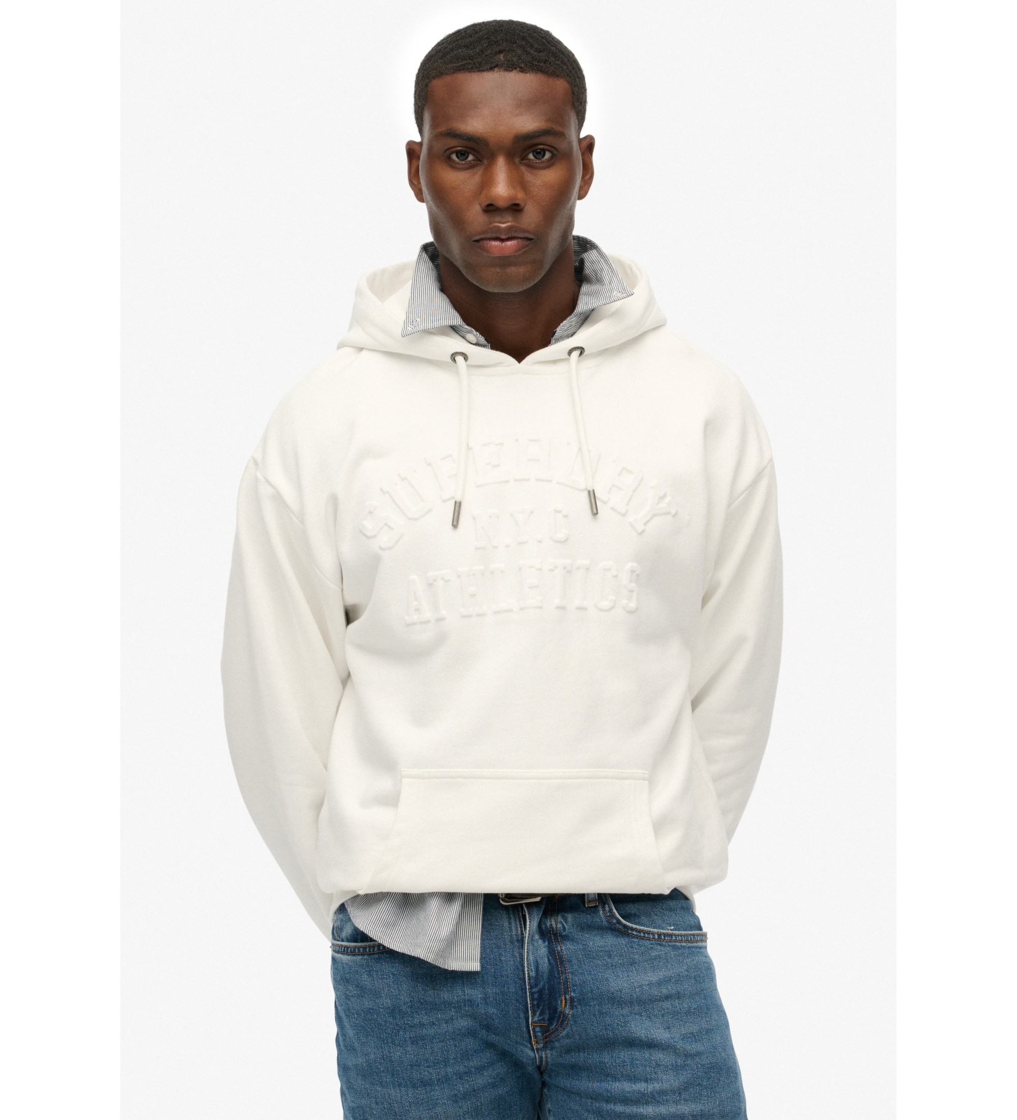 Superdry für Herren. M2014391A Sweatshirt Athletic Emboss Übergroße Kapuze weiß (S), Lässig, Baumwolle