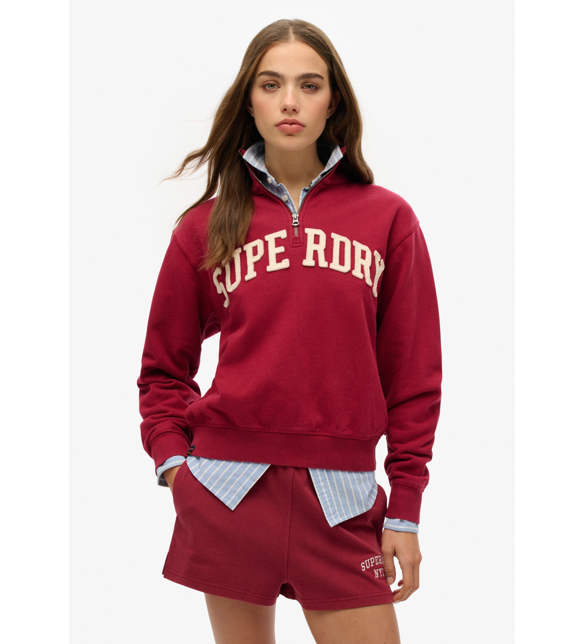 Superdry für Damen. W2012259A Sweatshirt Athletic Ess Applique rot (XXS), Lässig, Baumwolle