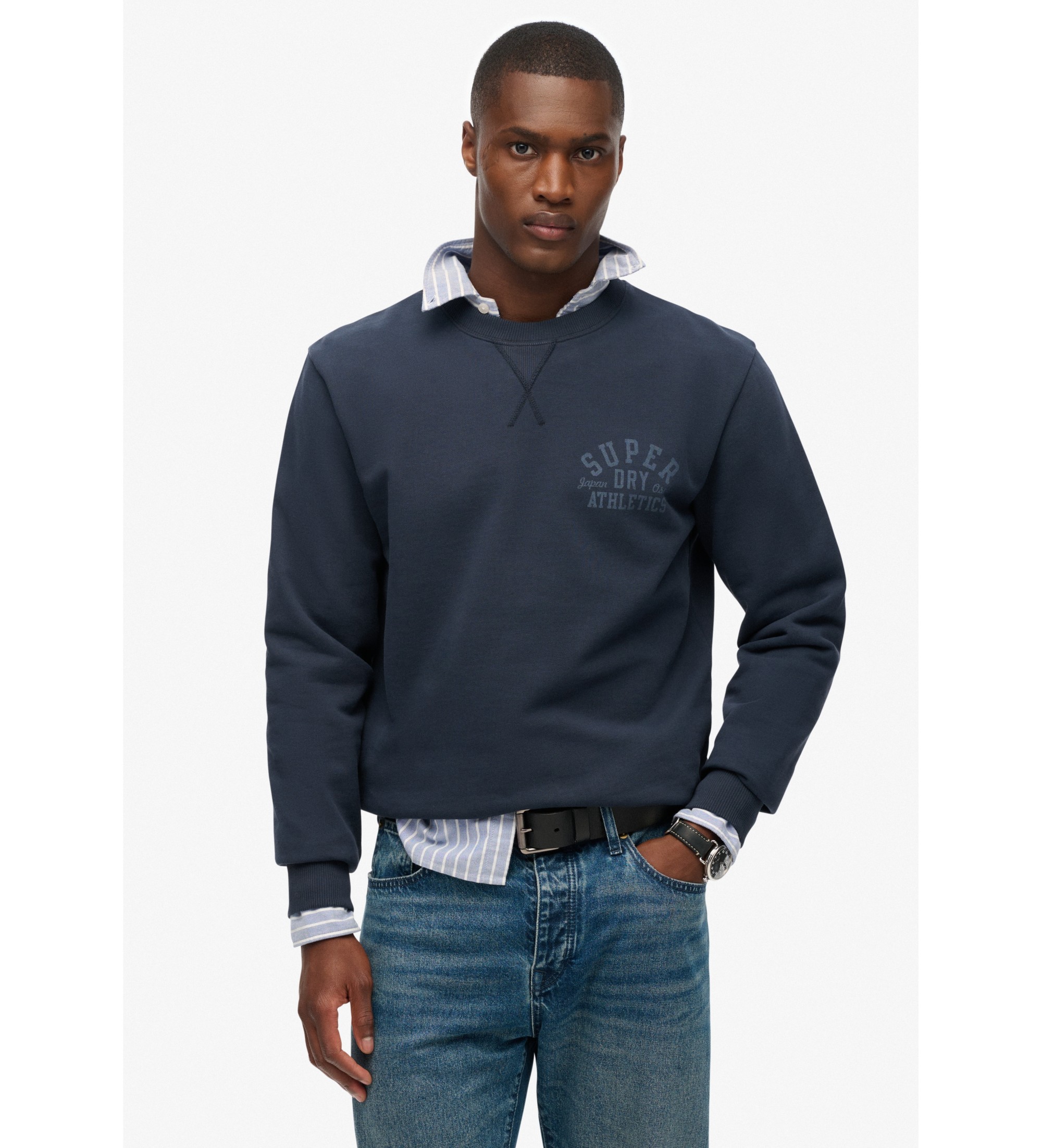 Superdry für Herren. M2014090A Sportliches blaues Trikot (M), Lässig, Baumwolle