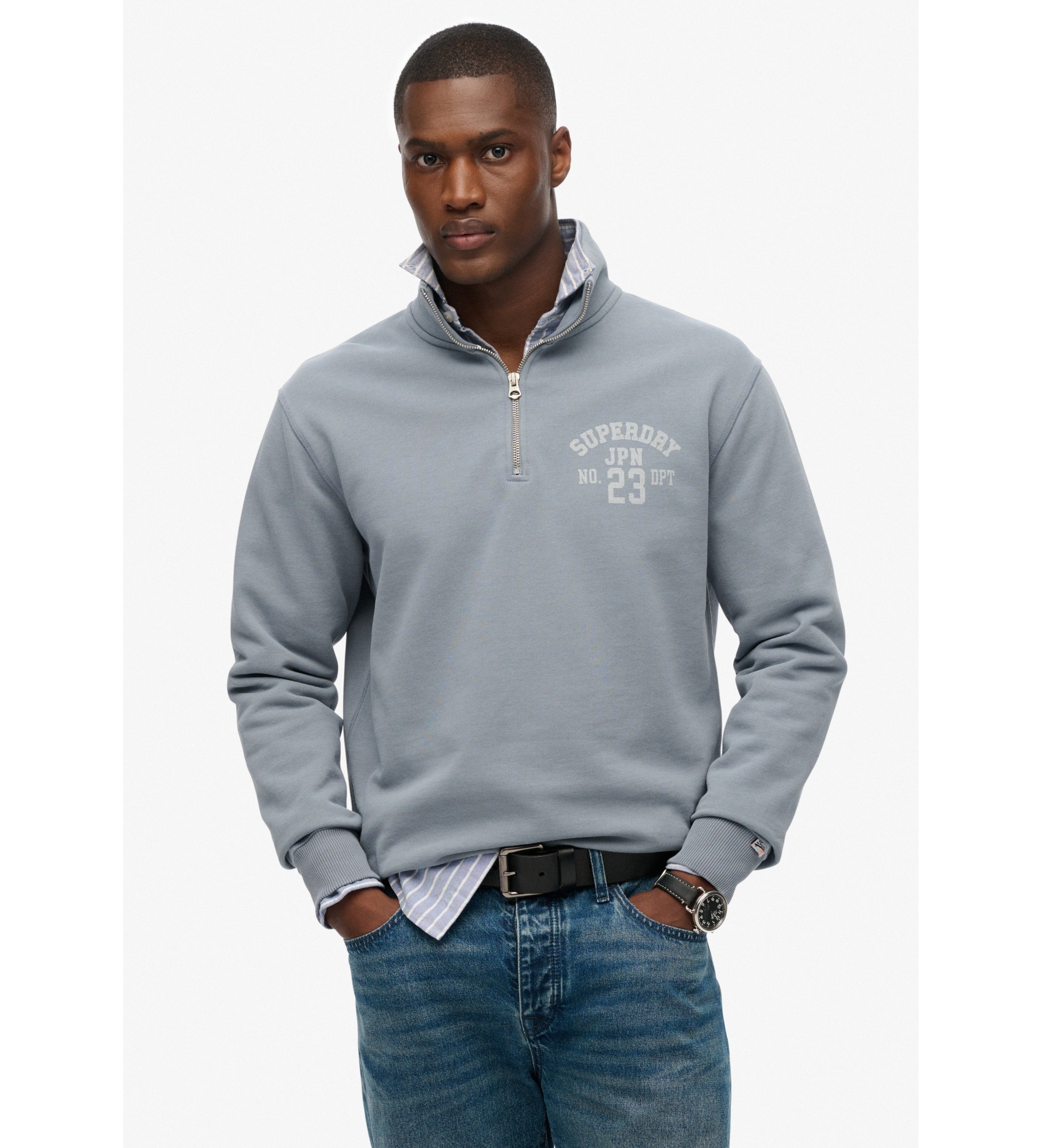 Superdry für Herren. M2014089A Sweatshirt Athletic Ess Half Zip blau (XL), Lässig, Polyester