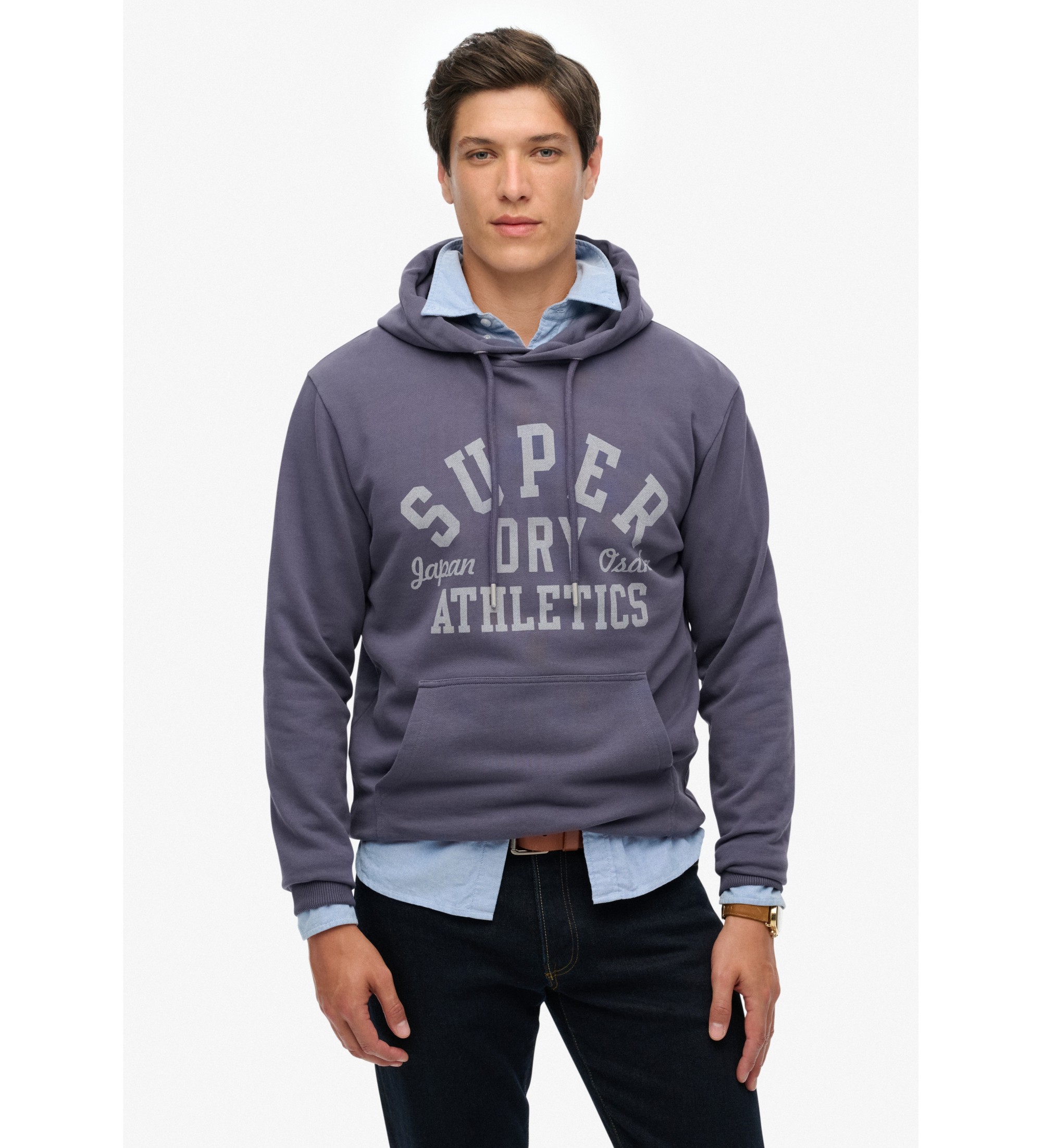 Superdryvoor mannen. M2014091A Atletisch Ess sweatshirt blauw (M), Casual, Polyester