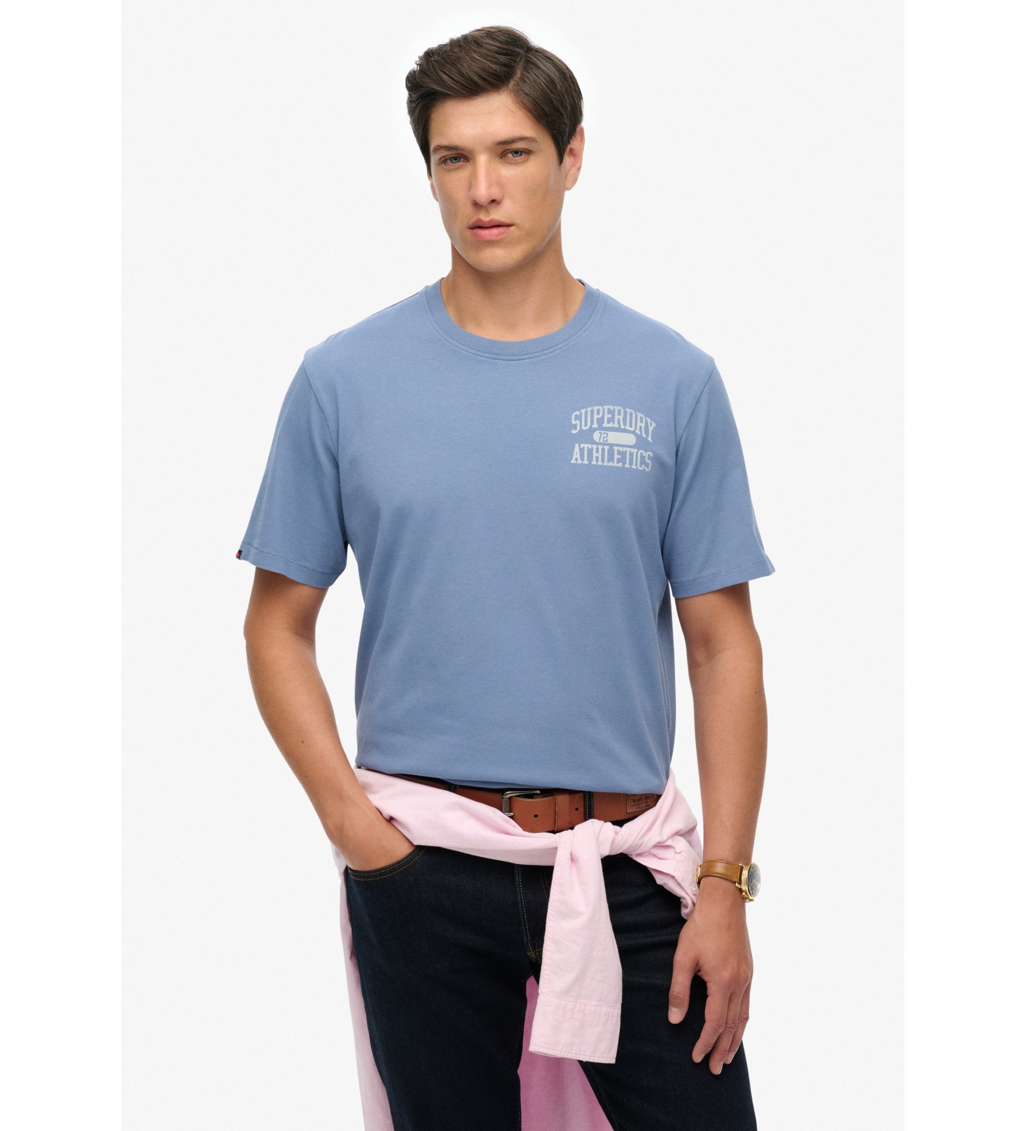 Superdry für Herren. M1012176A Athletic Essential T-Shirt blau (L), Lässig, Baumwolle, Kurzarm
