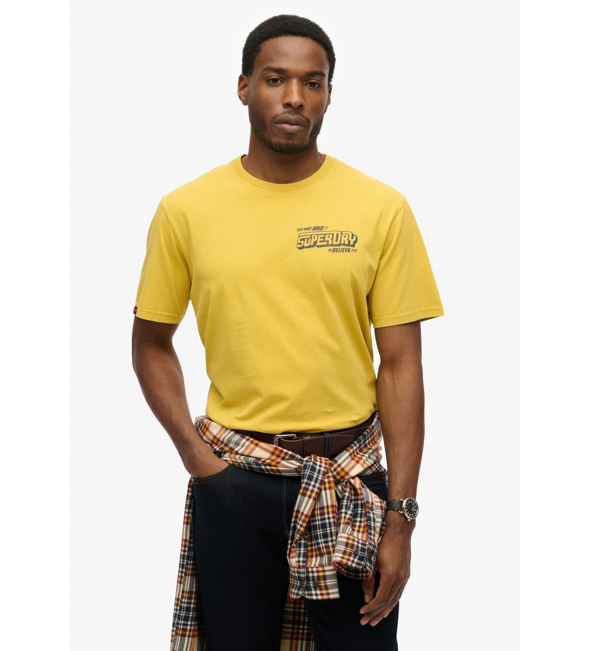Superdry für Herren. M1012124A Film-T-Shirt gelb (M), Lässig, Baumwolle, Kurzarm