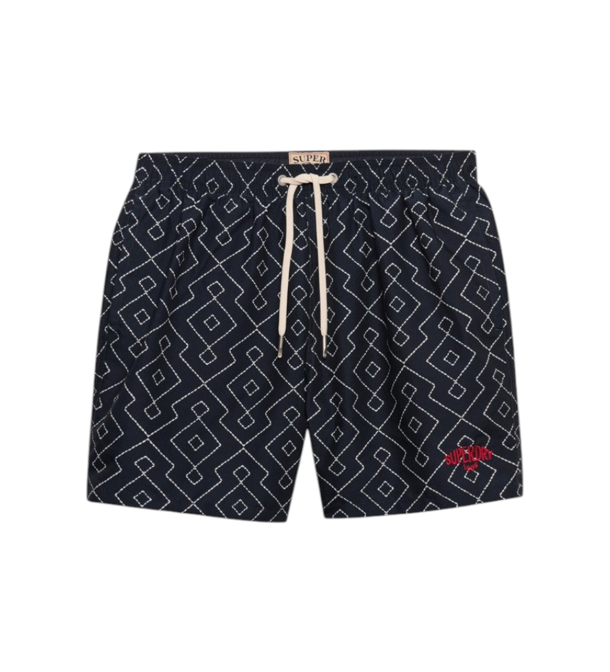 Superdry für Herren. M3010262A Premium Printed 15 navy Badeanzug (L), Strandbekleidung, Recyceltes Polyester, Marine