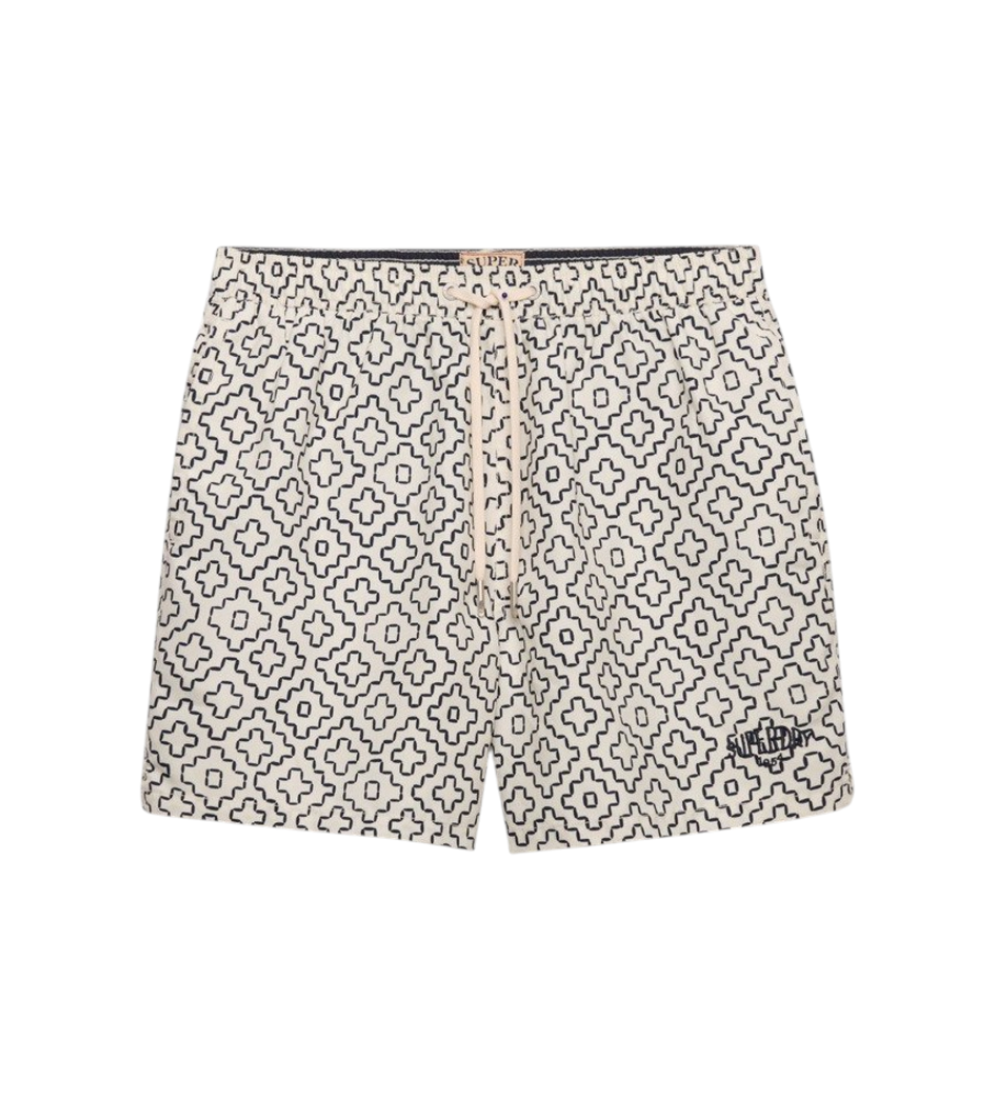 Superdry für Herren. M3010262A Premium Printed 15 Badeanzug off-white (XL), Weiß, Strandbekleidung, Recyceltes Polyester