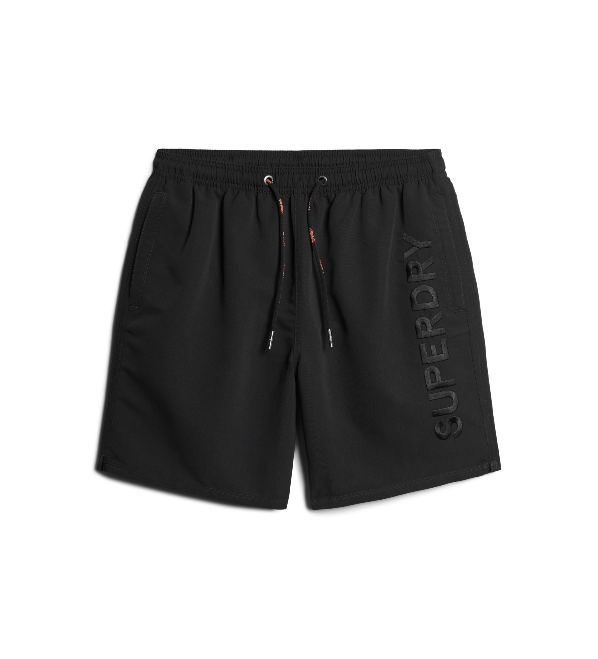 Superdry für Herren. M3010227A Hochwertiger schwarzer bestickter Badeanzug (M), Strandbekleidung, Nachhaltig, Recyceltes Polyester