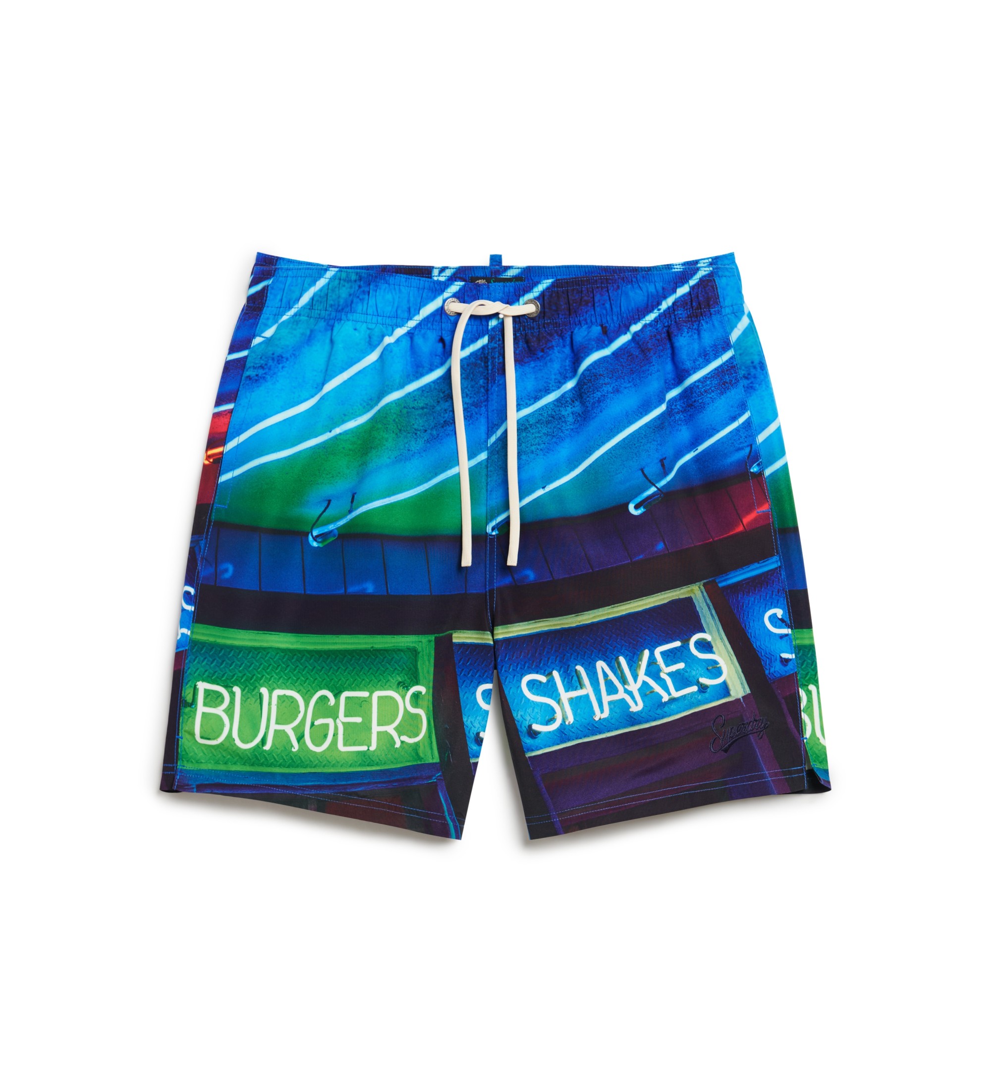 Superdry für Herren. M3010233A Badeanzug mit blauem Fotodruck (M), Strandbekleidung, Recyceltes Polyester, Nachhaltig