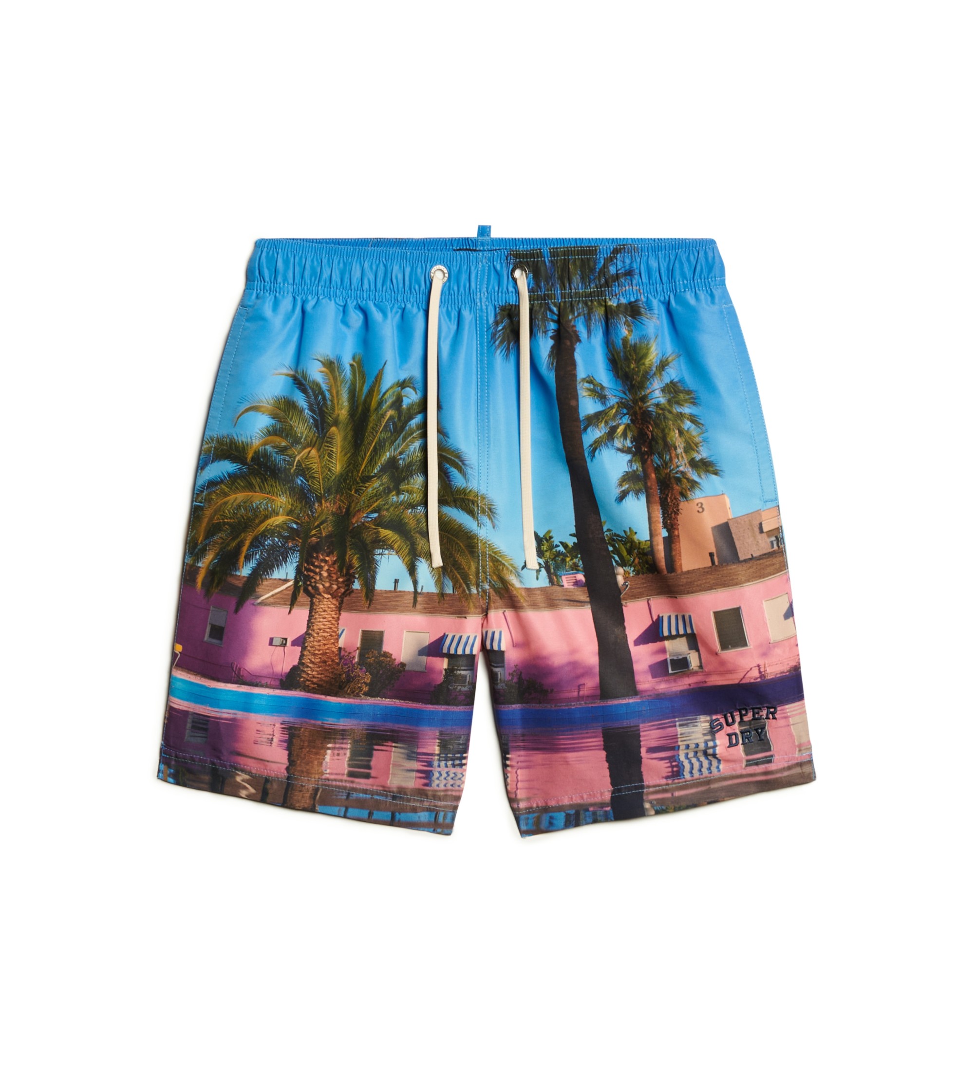 Superdry für Herren. M3010233A Badeanzug mit Fotodruck aus blauem recyceltem Material (L), Strandbekleidung, Nachhaltig, Recyceltes Polyeste