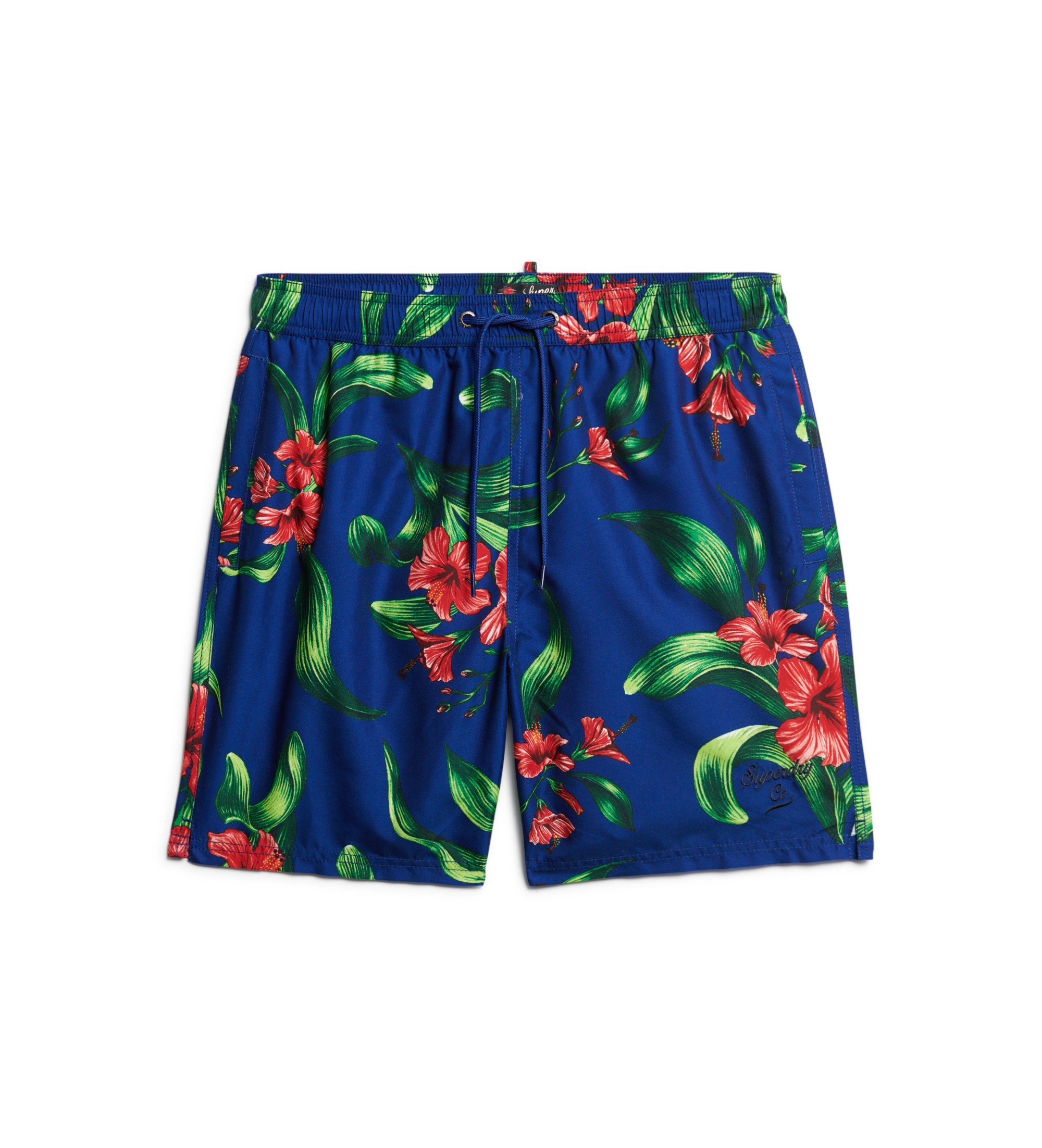 Superdry für Herren. M3010232A Marinefarbener Badeanzug mit Hawaii-Print (L), Strandbekleidung, Recyceltes Polyester, Nachhaltig