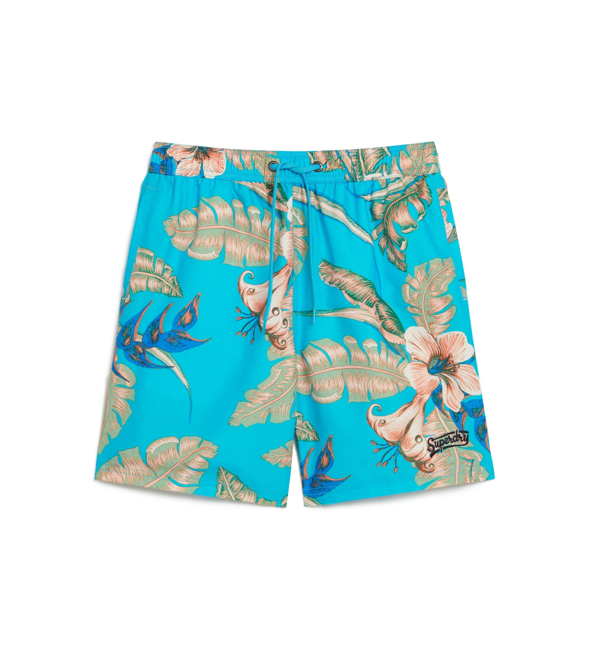 Superdry für Herren. M3010232A Blaue Badehose mit Hawaii-Print (S), Strandbekleidung, Recyceltes Polyester, Nachhaltig