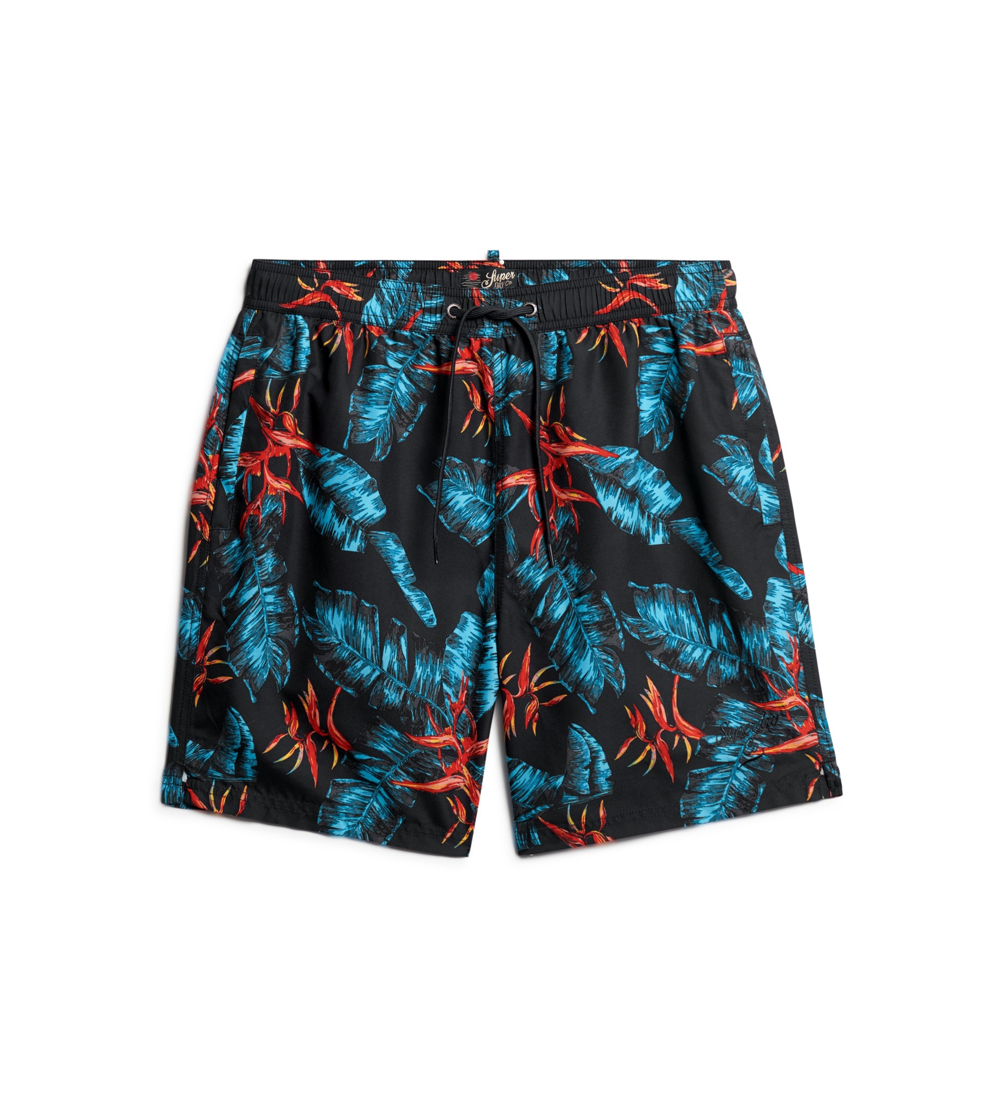 Superdry für Herren. M3010232A Marinefarbener Badeanzug mit Hawaii-Print (L), Strandbekleidung, Recyceltes Polyester, Nachhaltig