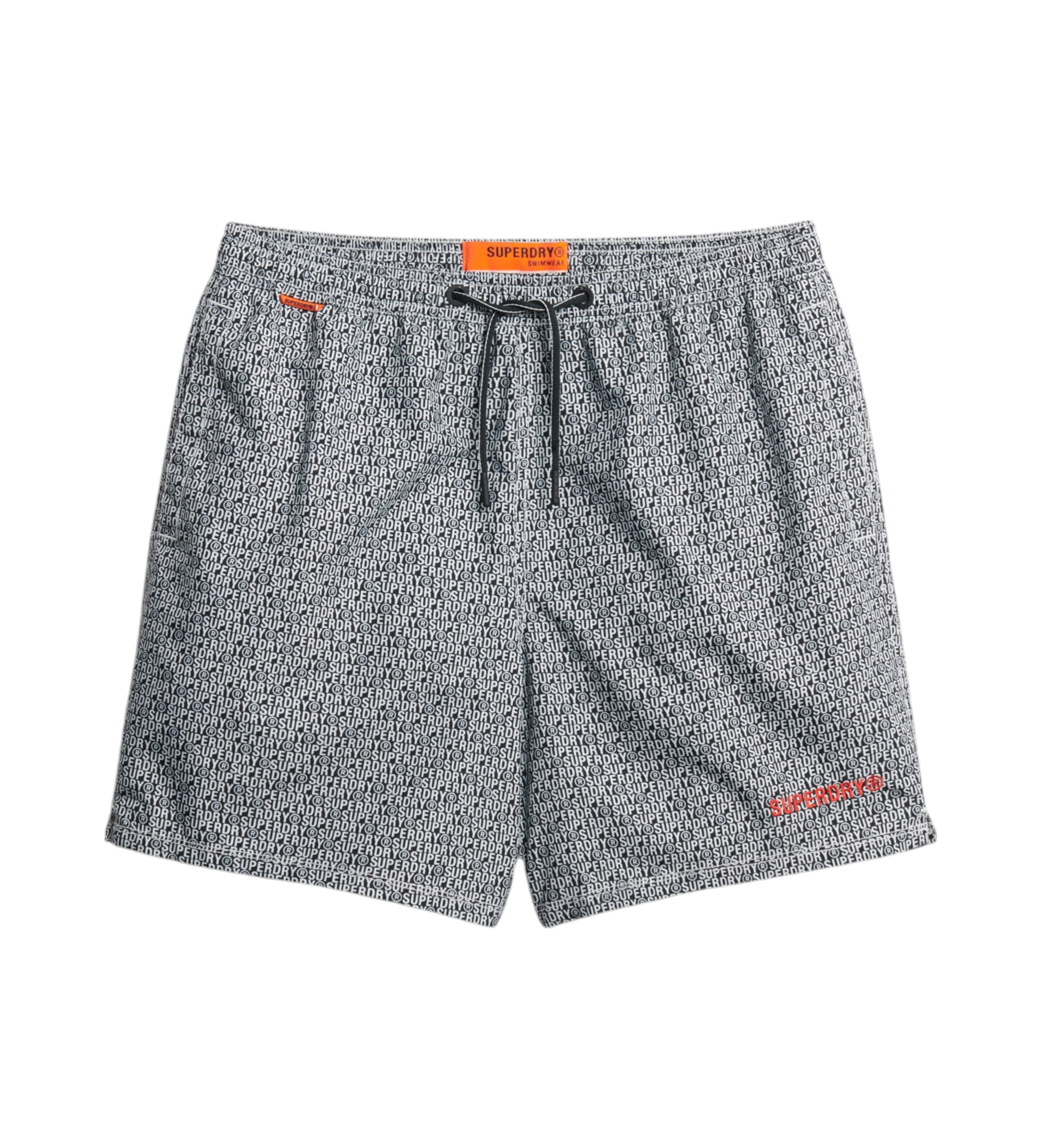 Superdry für Herren. M3010241A Schwarzer Badeanzug mit All-Over-Print (M), Strandbekleidung, Recyceltes Polyester, Nachhaltig