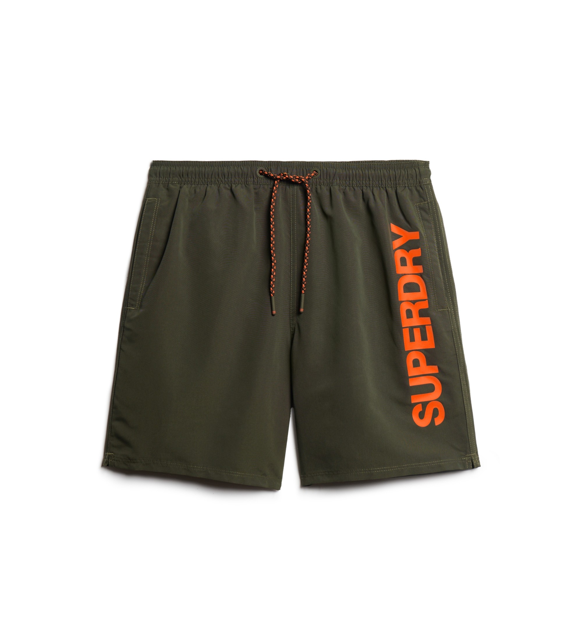 Superdry für Herren. M3010236A Badeanzug aus recyceltem Material mit grüner Sportgrafik (L), Strandbekleidung, Nachhaltig, Recyceltes Polyes