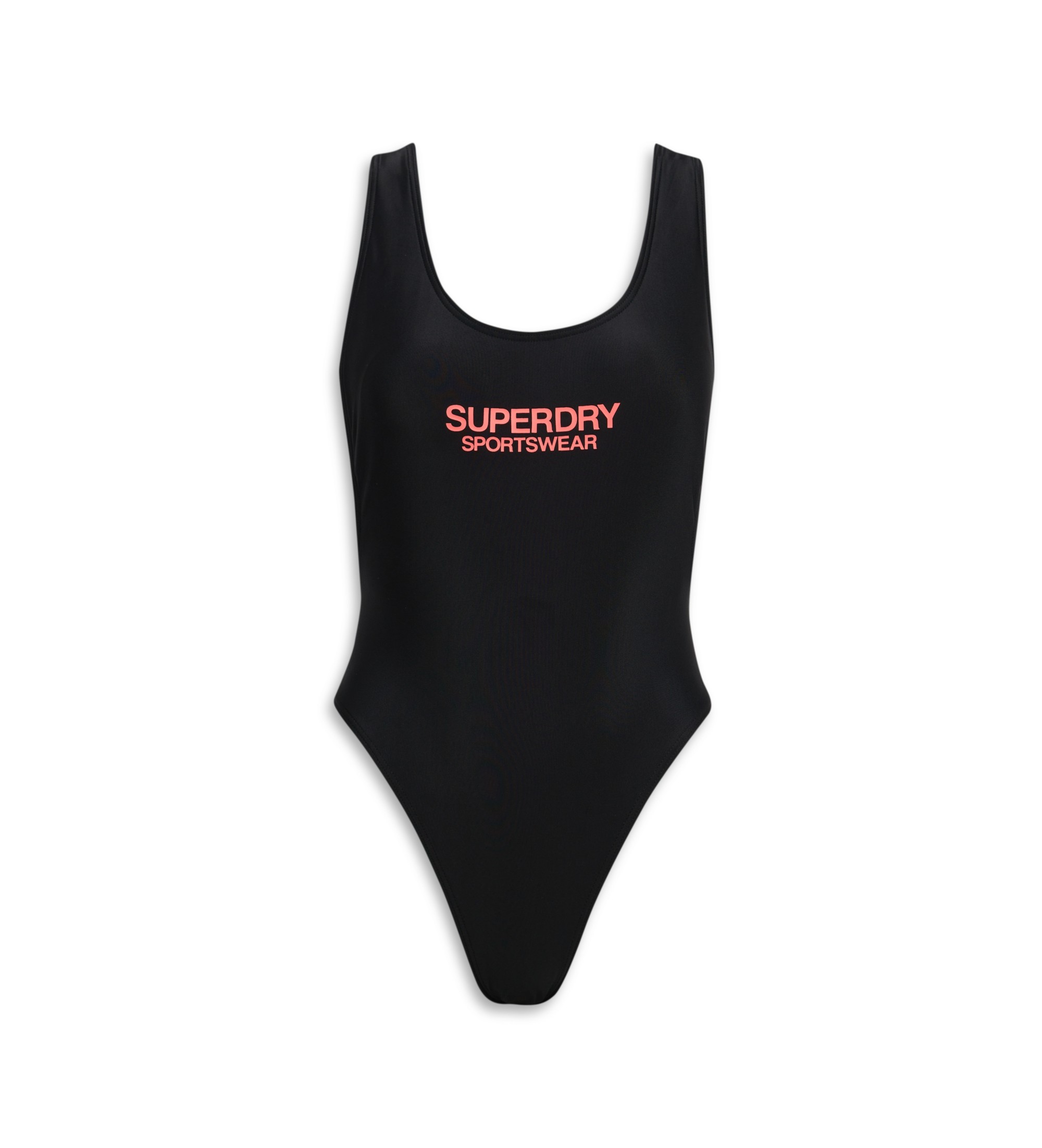 Superdry für Damen. W3010385A Stretch Badeanzug mit tiefem Rückenausschnitt schwarz (S), Strandbekleidung, Recyceltes Polyester, Nachhaltig