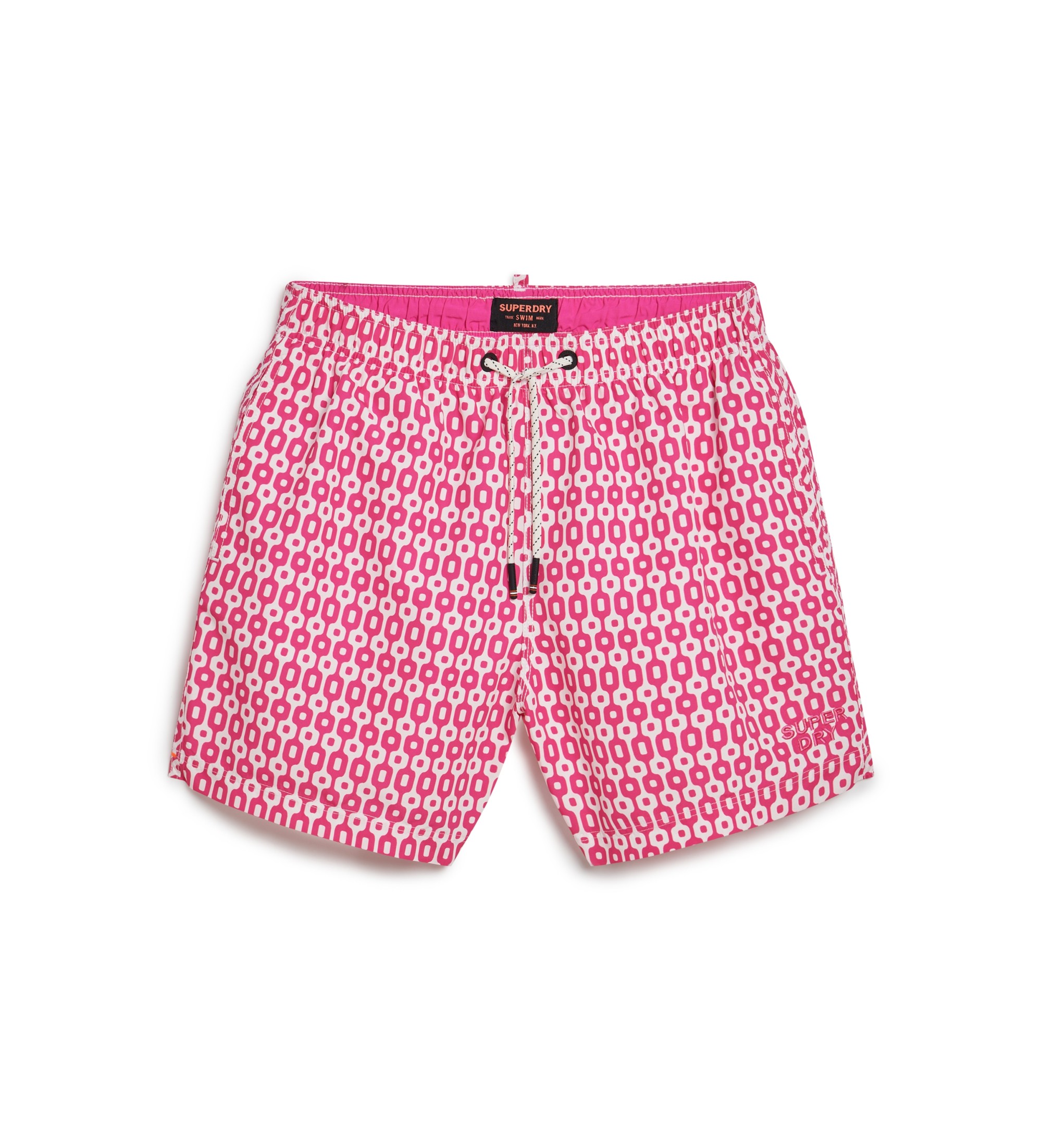 Superdry für Herren. M3010231A Bedruckter Badeanzug aus recyceltem Material rosa (S), Strandbekleidung, Nachhaltig, Recyceltes Polyester