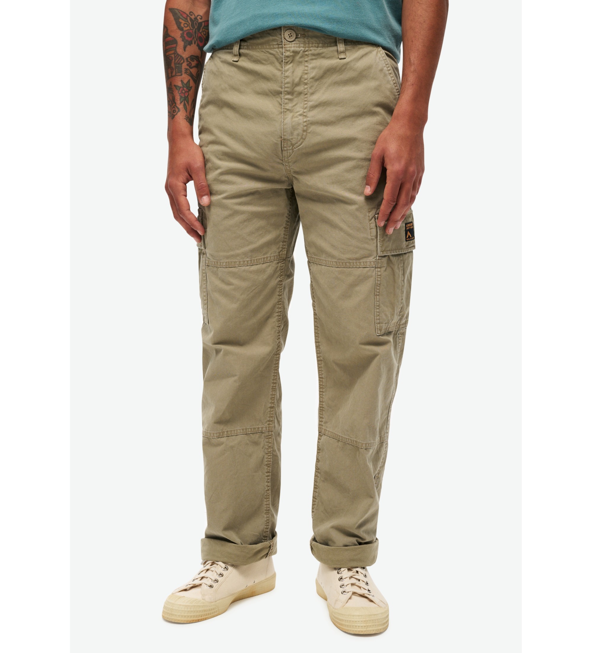 Superdry für Herren. M7011029A Locker sitzende Cargohose aus Bio-Baumwolle (32/32), Lässig, Grün