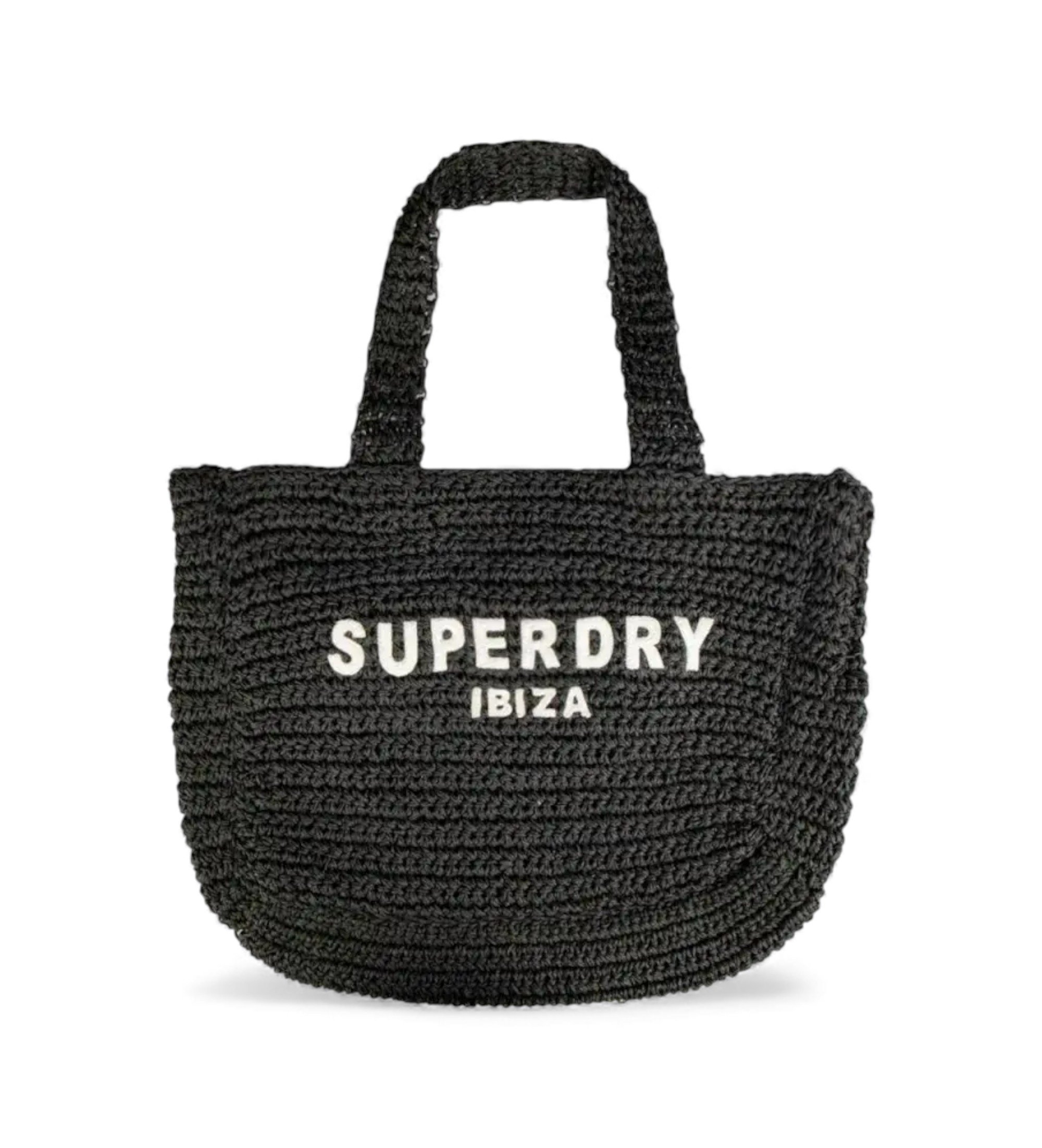 Superdry für Damen. W9110401A City-Tragetasche aus Raffiabast schwarz (OSFA), Lässig, Papier