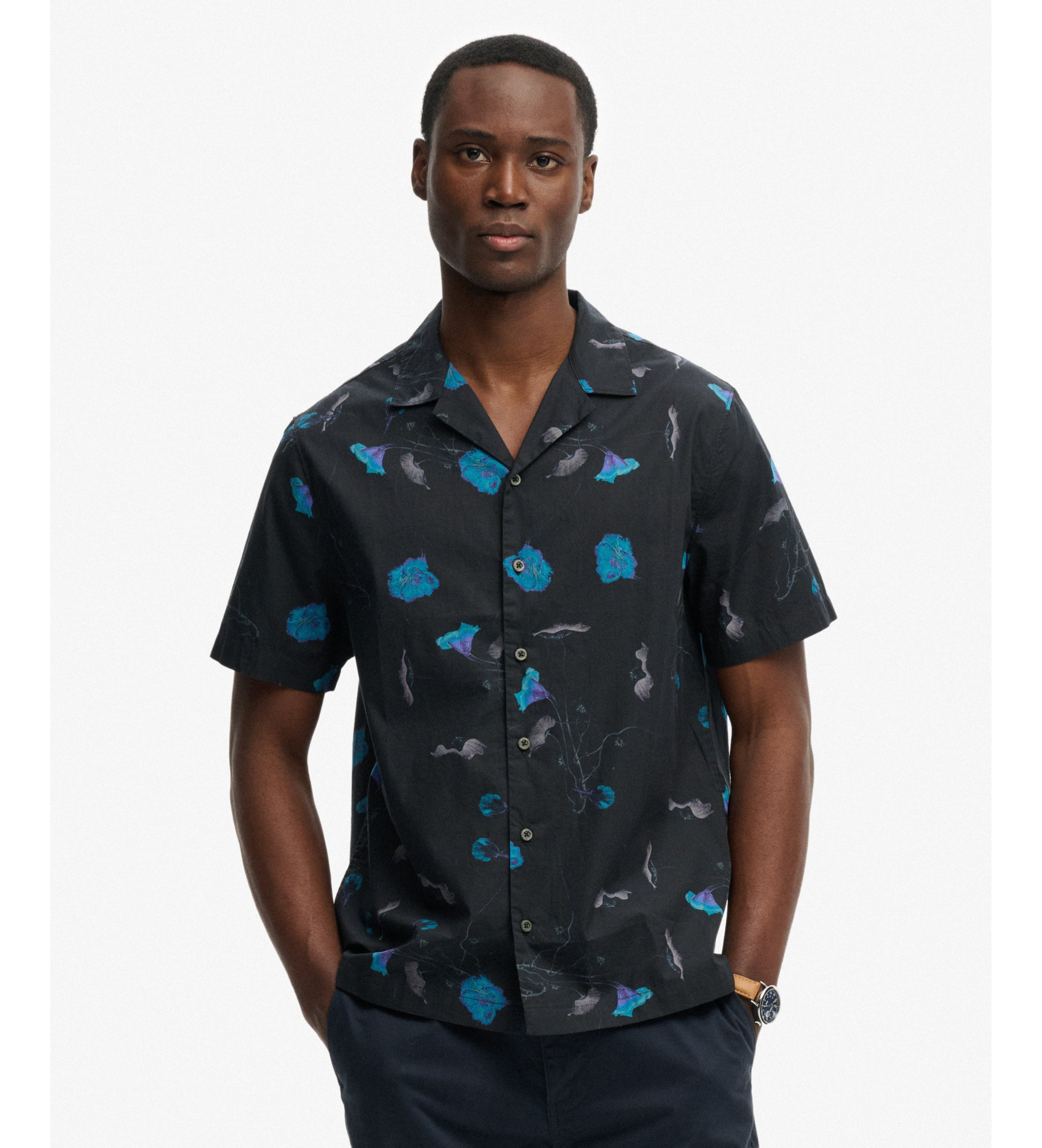 Superdry für Herren. M4011137A Hemd Cabana Print navy (XXL), Lässig, Baumwolle, Kurzarm, Marine