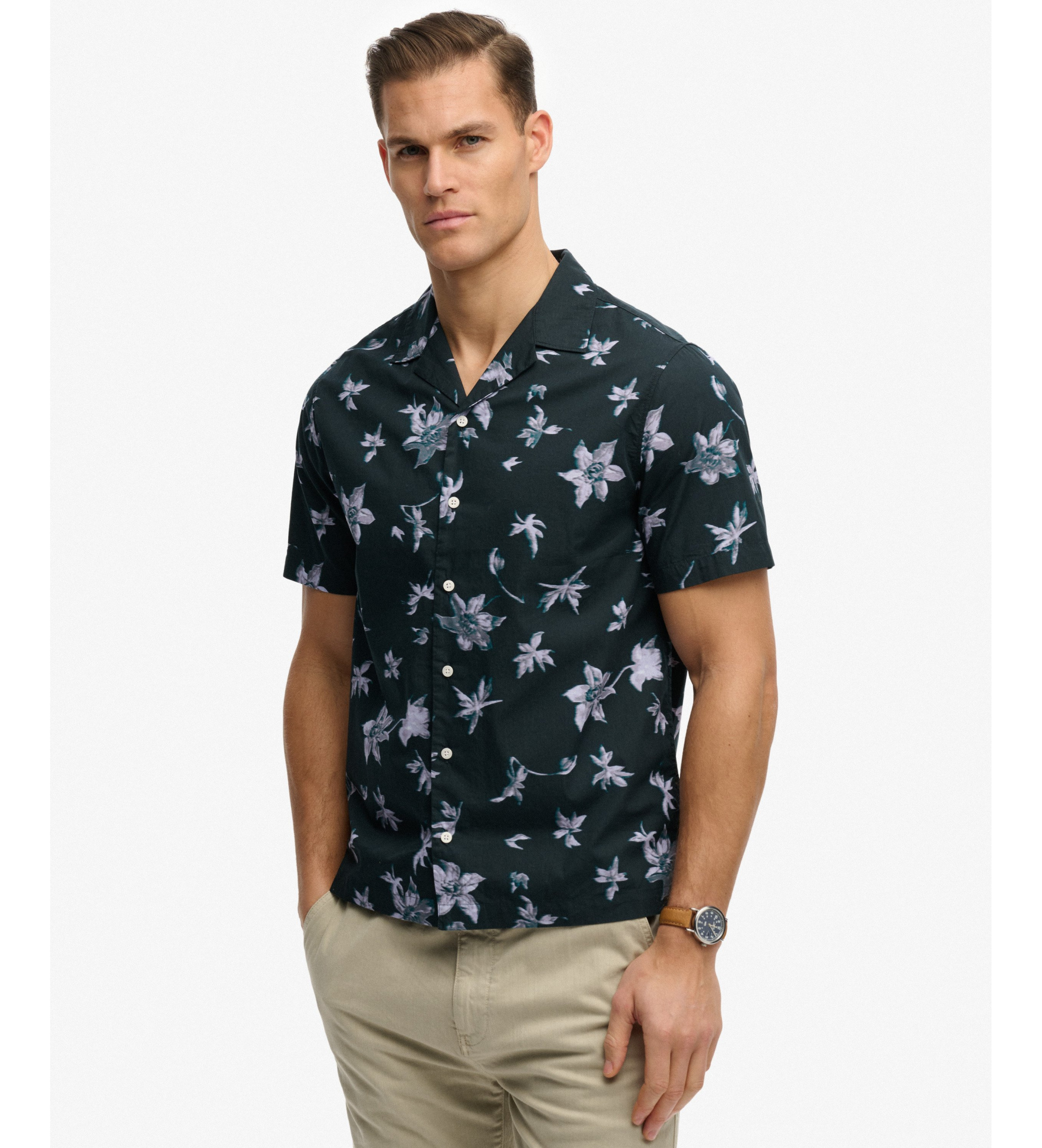 Superdry für Herren. M4011137A Hemd Cabana Print navy (XL), Lässig, Baumwolle, Kurzarm, Marine