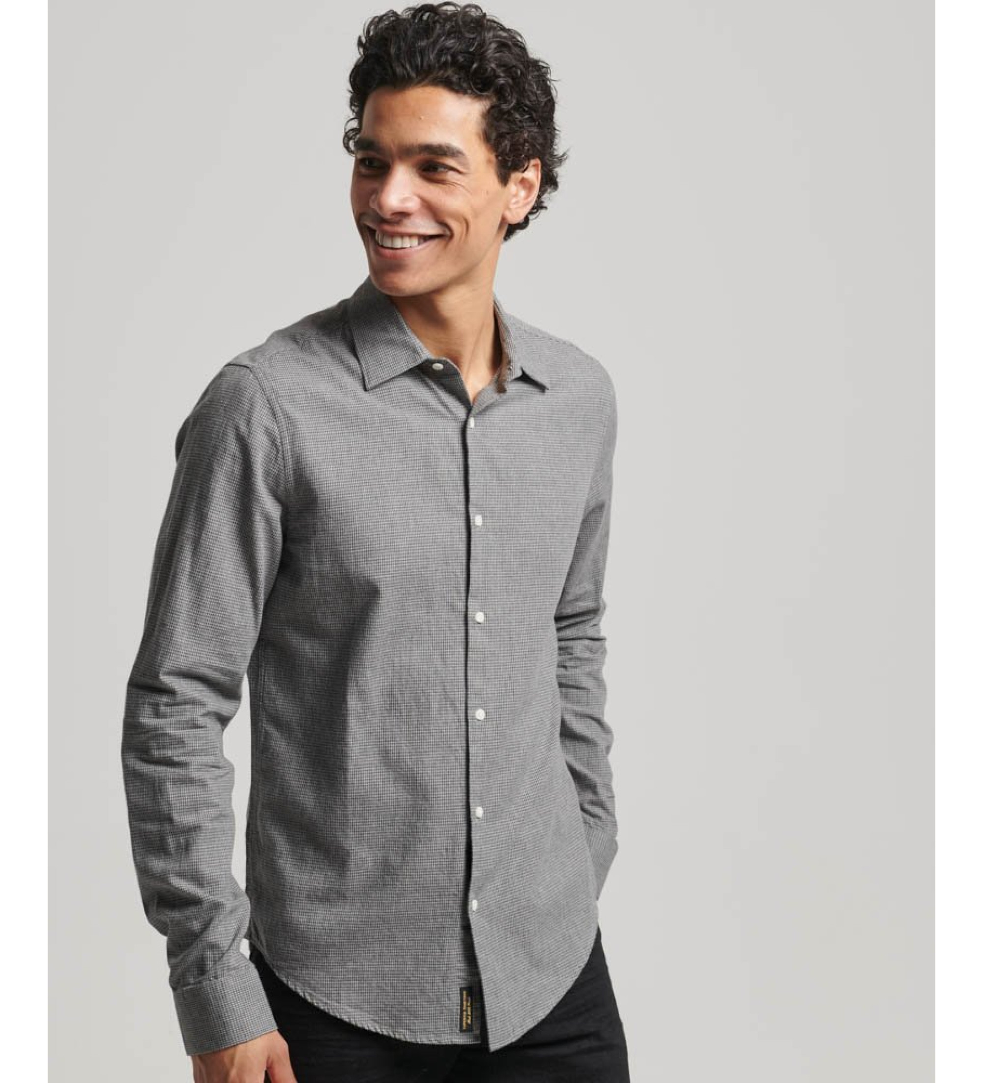 Superdry für Herren. M4010710A Graues Langarmhemd aus Baumwolle (XXL), Lässig