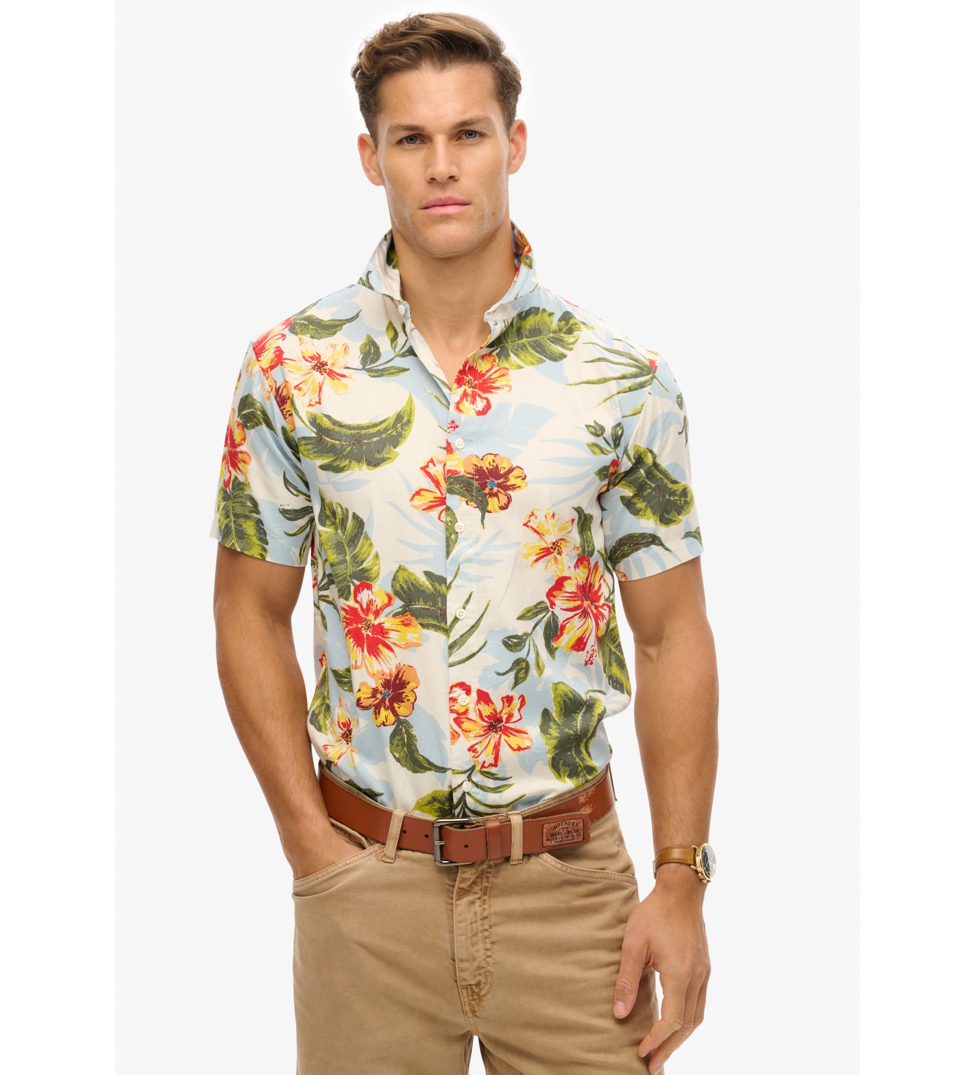 Superdry für Herren. M4010947A Mehrfarbiges Hemd mit Hawaii-Print (XL), Lässig, Modal, Kurzarm